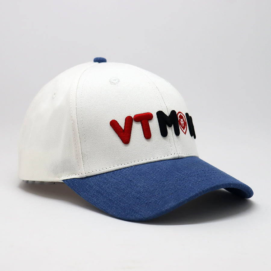 Future Looks Bright VT MOM White & Denim Dual Tone Snapback Hat | Adjustable Baseball Cap for Women & Men | Perfect for Sports, Outdoor Activities & Casual Wear