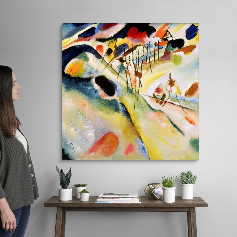 Wassily Kandinsky Landscape Canvas Wall Art Print - Classic Abstract Expressionism Painting for Home Decor, Modern Artwork 36x36 Inches - Perfect for Living Room, Bedroom & Office Wall Decor