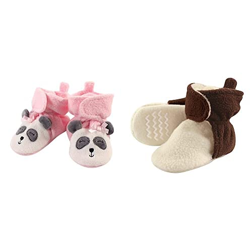 Cozy Fleece Booties for Baby Girls 18-24M - Panda Brown Cream 2-Pack for Winter Comfort