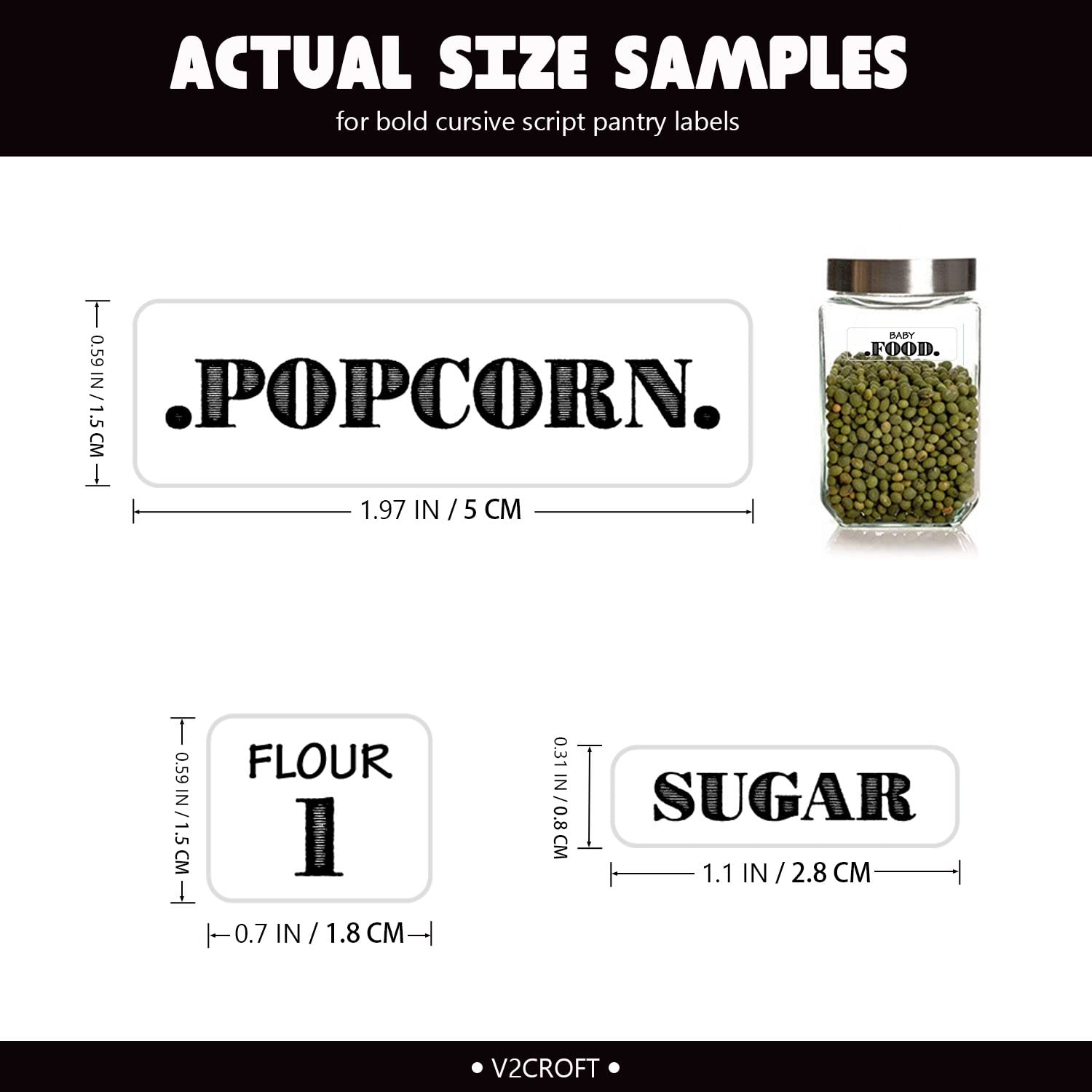 132 Clear Pantry Labels Stickers - Farmhouse Style Bold Preprinted Kitchen Organization Labels, Waterproof Food Storage Labels for Jars & Canisters (Various Sizes) - Perfect for Pantry, Spice Jars & Kitchen Storage Containers
