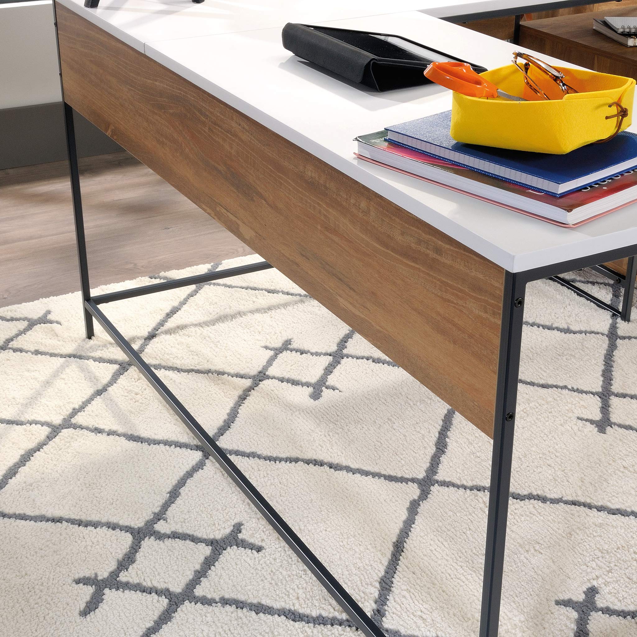 Sauder Tremont Row Modern L-Shaped Desk with Storage, Sindoori Mango Finish - Stylish Home Office Furniture for Small Spaces, Perfect for Remote Work & Study