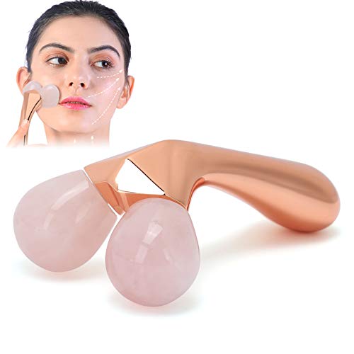 Professional Face Lifting Massage Roller - Anti-Aging Jade & Rose Quartz Facial Massager for Skin Tightening & Wrinkle Reduction | Perfect Gift for Women | Use for Home Spa, Relaxation & Skincare Routine