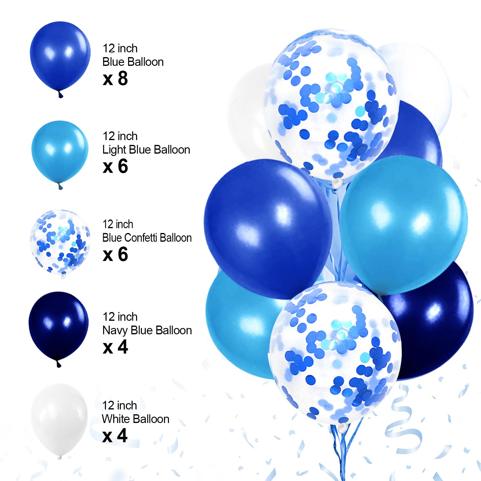 Royal Blue Birthday Party Decorations Set - Happy Birthday Banner, Balloons, Pom Poms & Foil Curtains for Boys, Men & Baby Showers | Perfect for Navy Themed Parties, Baby Boy Celebrations & Gender Reveal Events
