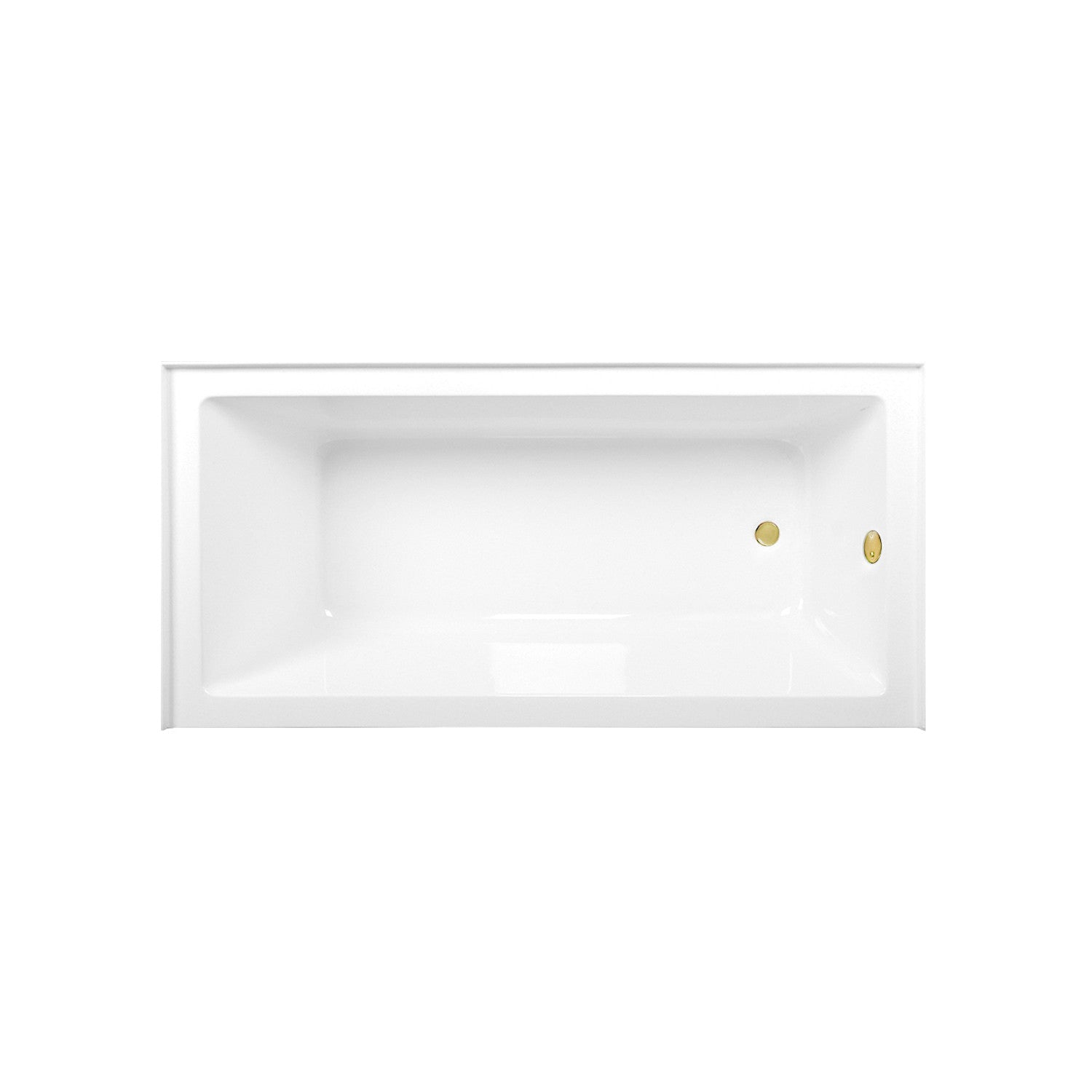 Aqua Eden 66 Inch Acrylic Rectangular 3-Wall Alcove Bathtub Combo with Waste & Overflow Drain - Glossy White/Polished Brass (Right Hand Drain) | Freestanding Soaking Tub for Modern Bathrooms, Spa-Like Relaxation at Home