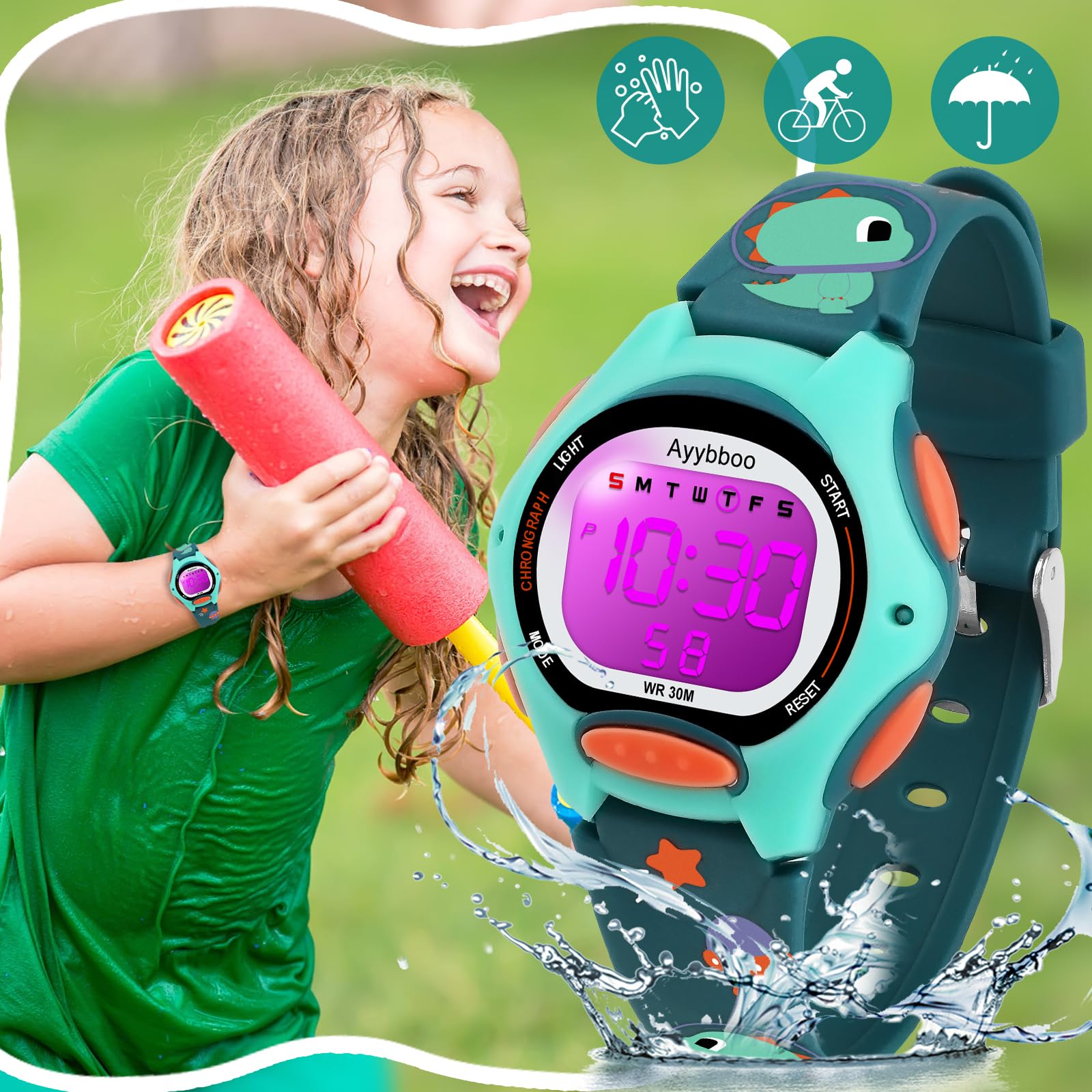 **Kids Digital Watch with 7 Color Lights - Waterproof, Alarm & Stopwatch - Cute Wristwatch for Girls & Boys Ages 5-13 - Perfect Gift for Birthdays, School & Outdoor Play**