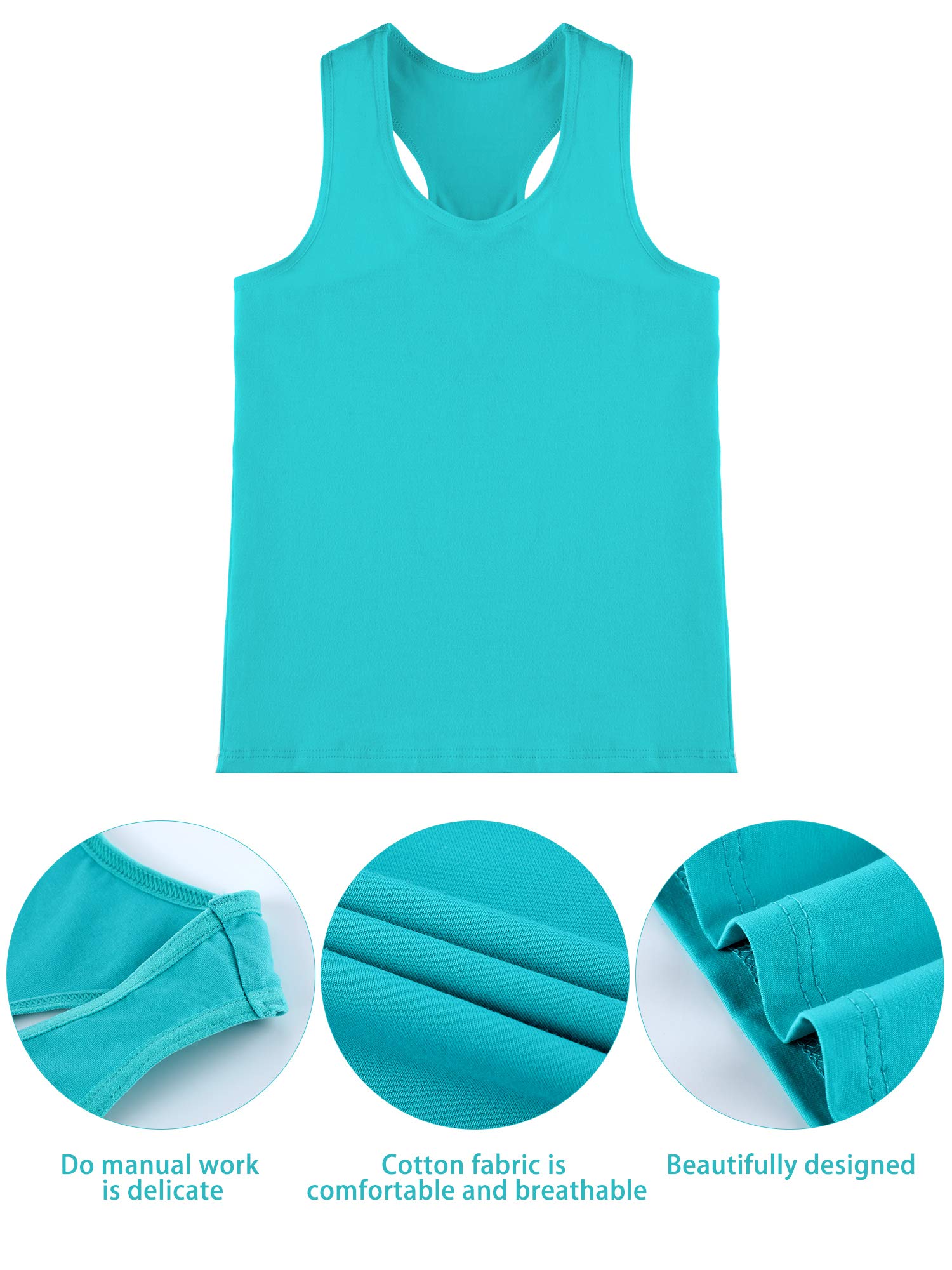 SATINIOR 4 Pack Girls Dance Tank Tops - Racerback Crop Tops Sleeveless Athletic Shirts for Dance, Gymnastics, Yoga & Fitness Workouts | Breathable Comfort for Kids & Teens