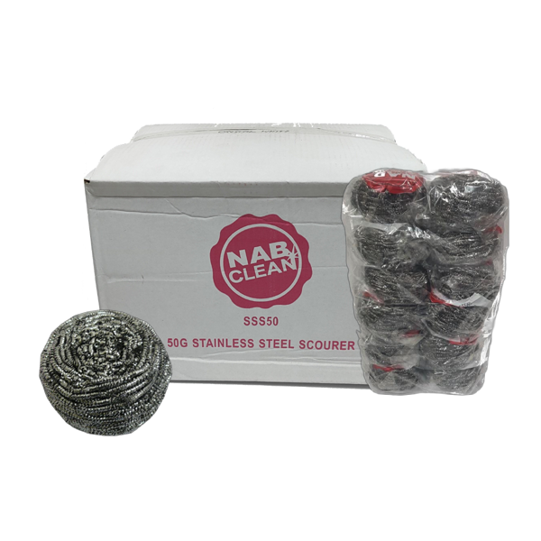 Premium NAB Stainless Steel Scourer 50g - Heavy Duty Kitchen Scrubber for Pots, Pans & Stubborn Stains - Rustproof & Durable Cleaning Pad for Home & Restaurant Use