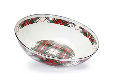 Highland Plaid 5 Quart Enamelware Serving Bowl - Durable & Stylish for Parties, Picnics & Family Dinners