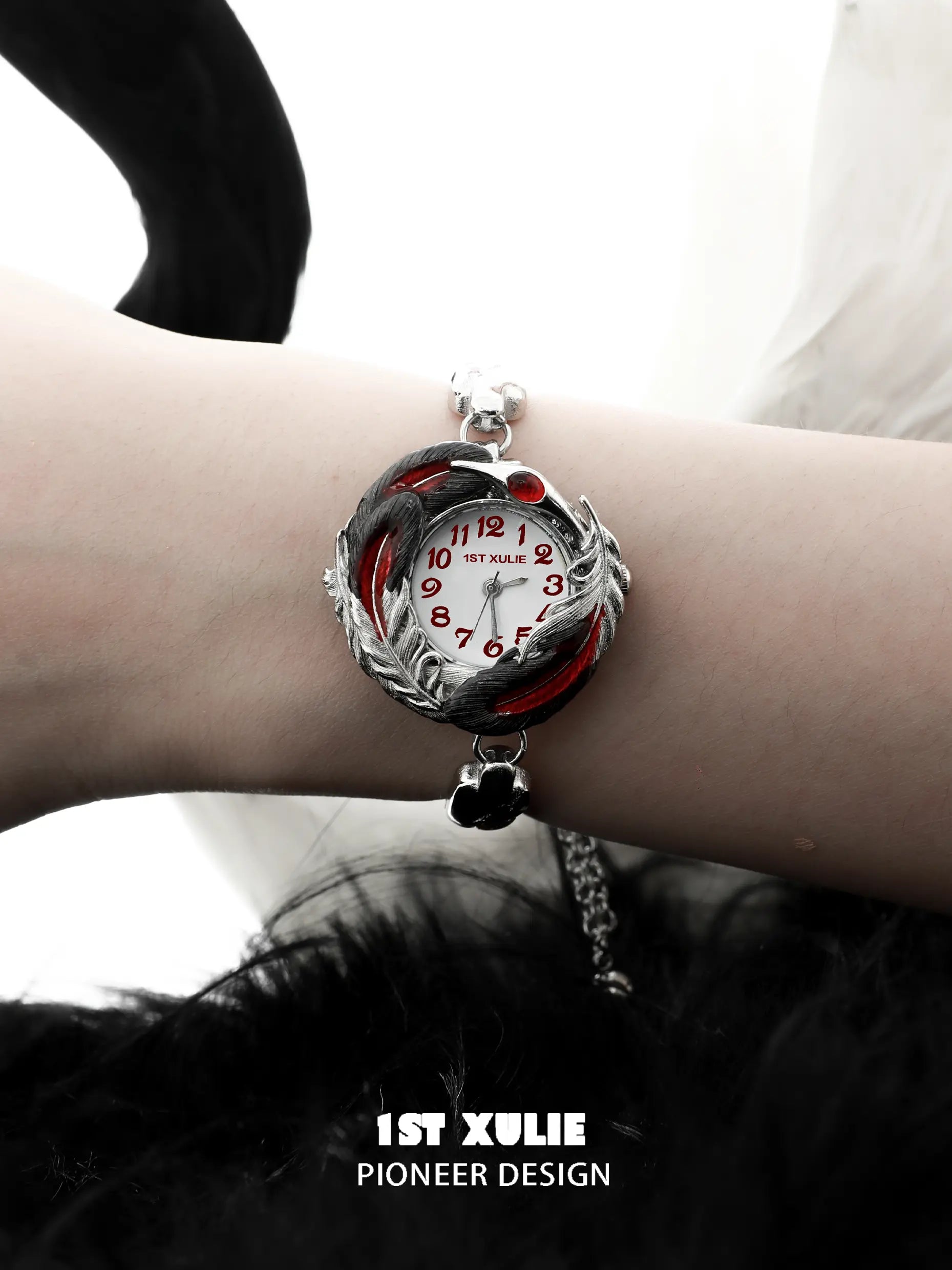 18K Platinum Feather Quartz Watch for Women - Elegant Luxury Timepiece with Crane Design - Perfect for Gifts, Weddings & Special Occasions