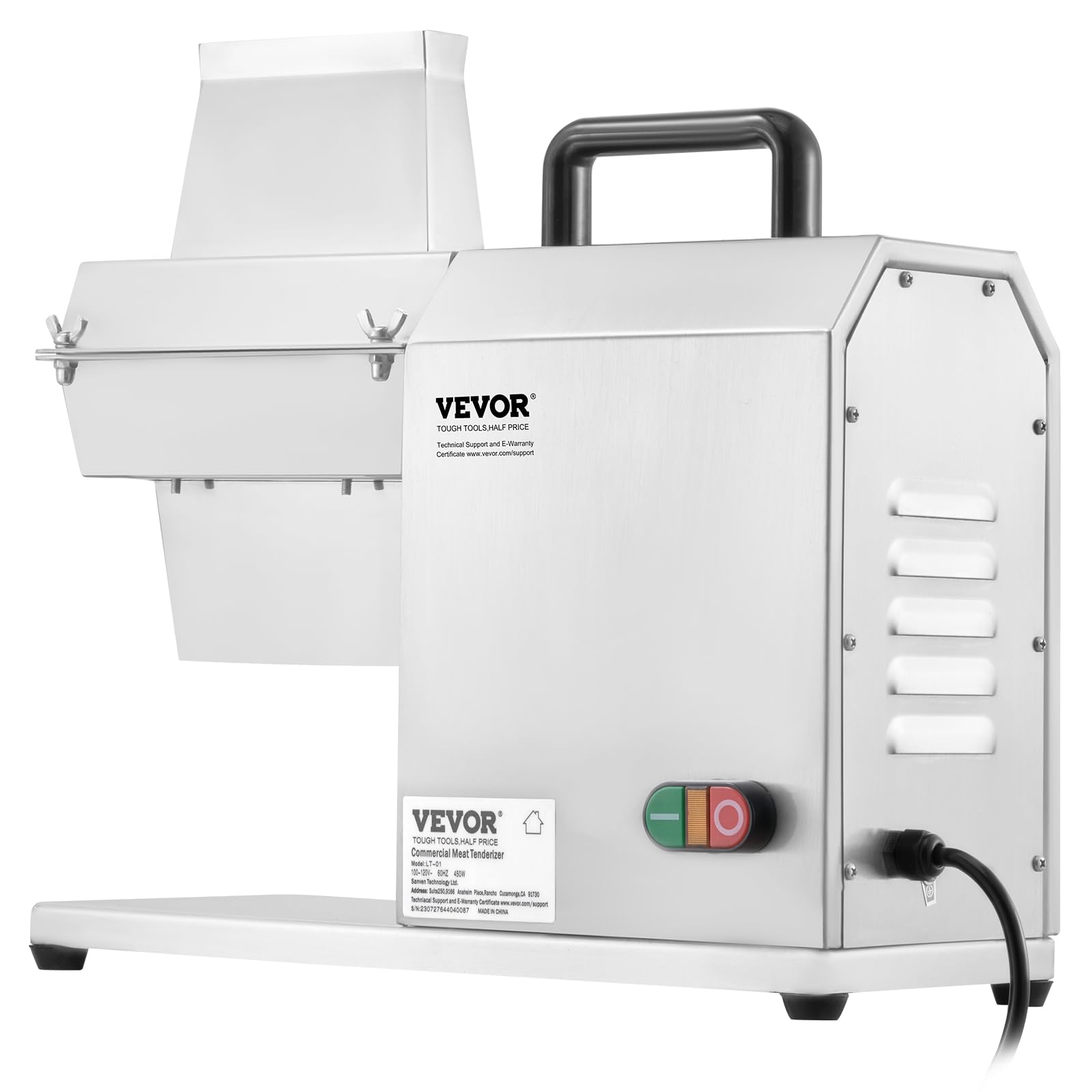 VEVOR 450W Commercial Electric Meat Tenderizer Machine - 17 Inch Heavy Duty Stainless Steel Kitchen Tool with Handle, Meat Tong & Cleaning Brush - Perfect for Beef, Turkey, Chicken, Pork & Fish - Ideal for Restaurants, Butcher Shops & Home Kitchens