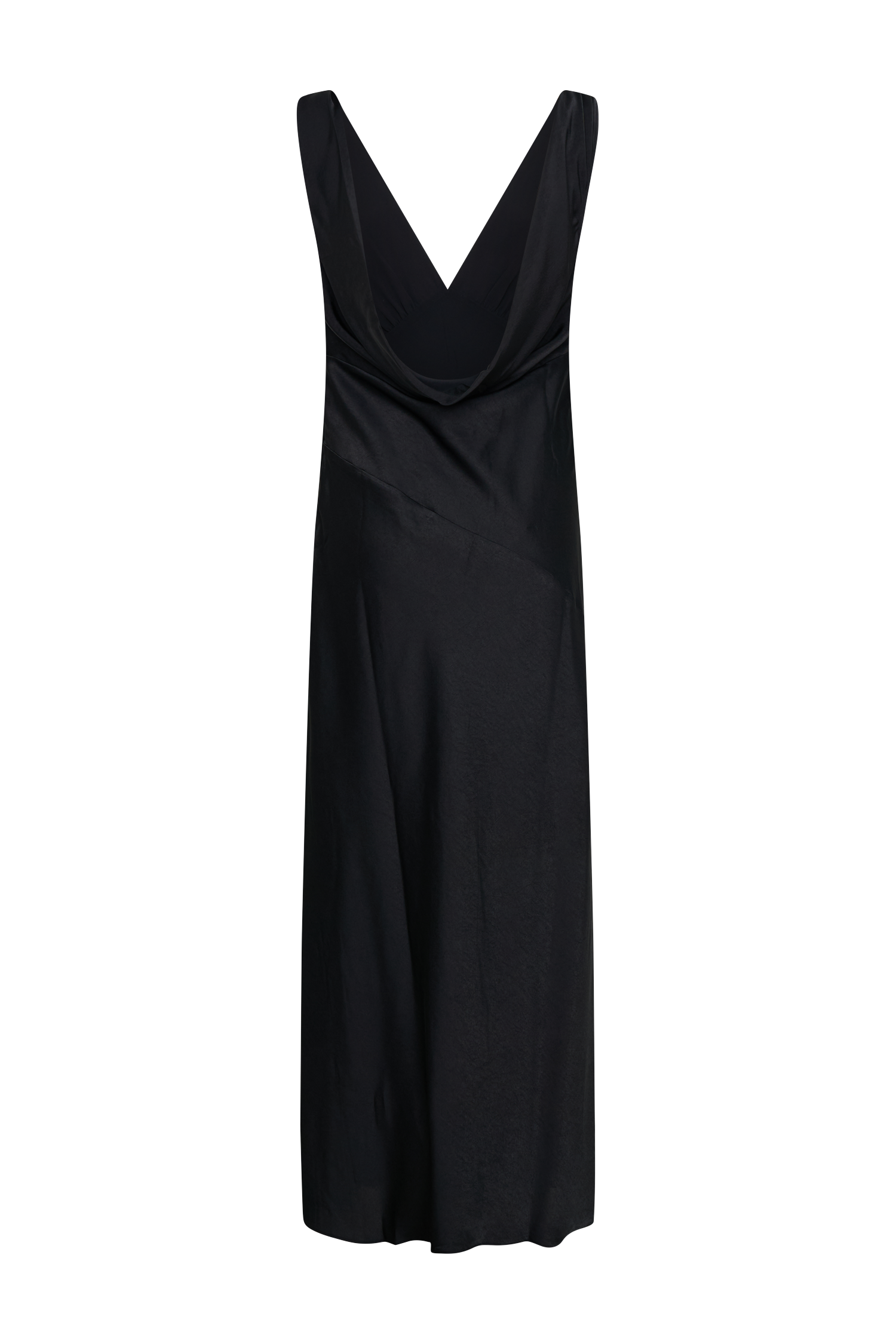 Elegant Nadia Maxi Satin Dress with Back Cowl - Black | Formal Evening Gown for Weddings, Parties & Special Occasions