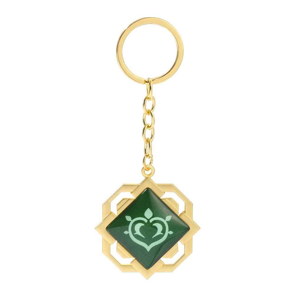 Luminous Liyue Vision Keychain - 2 Sides 3D Dendro Element Charm Keyring for Car Keys, Cosplay & Gifts | Anime Game Accessories for Genshin Impact Fans | Perfect for Keychains, Bag Charms & Collectibles