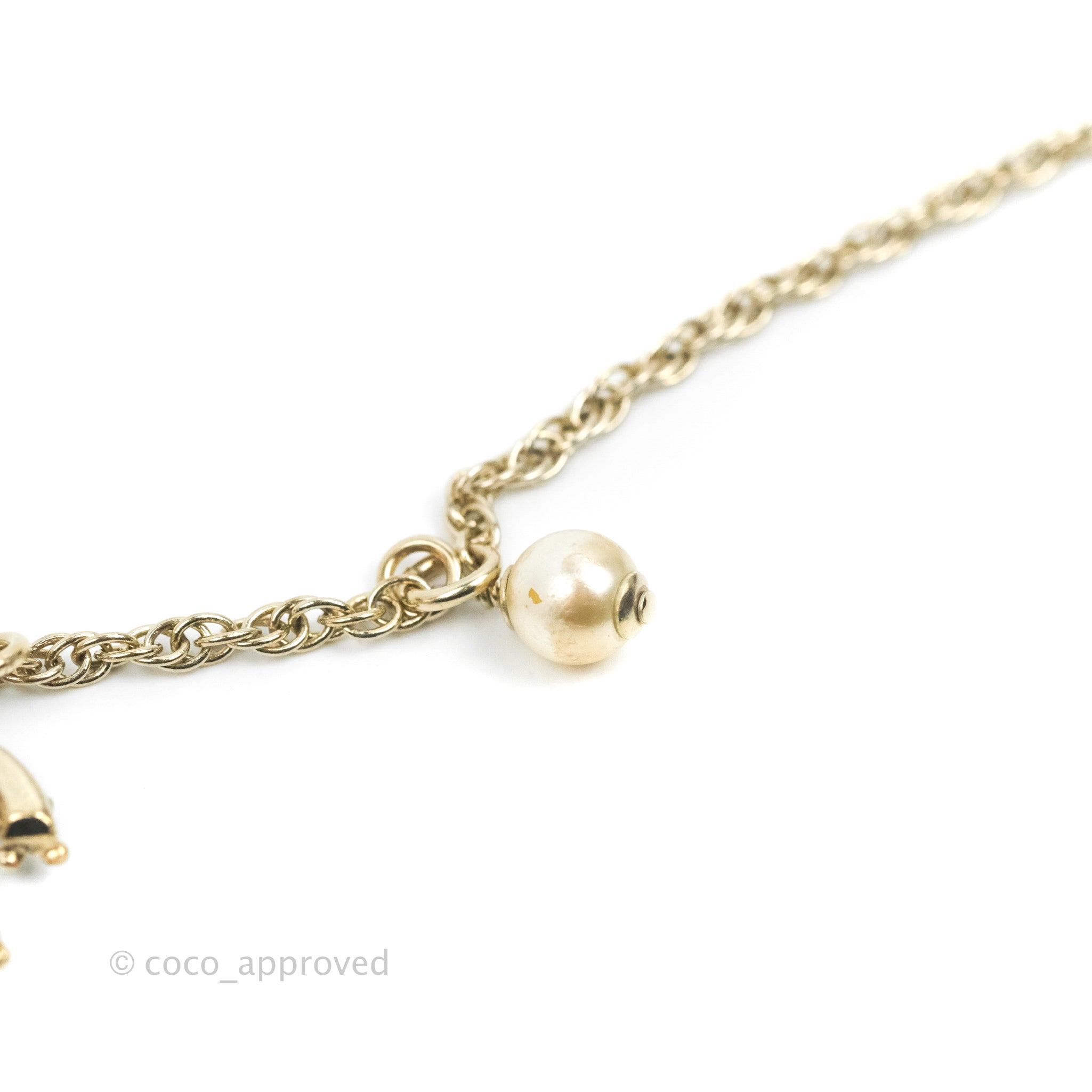 Chanel CC Crystal Pearl Bracelet in Gold Tone - 19C Collection | Elegant Jewelry for Women, Perfect for Parties, Weddings & Special Occasions