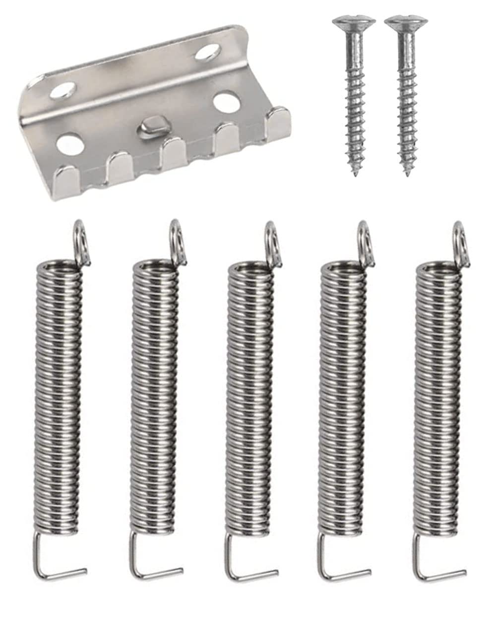 8-Piece Vintage Tremolo Tension Springs Claw Kit for Electric Guitar - Silver Replacement Springs Compatible with Fender Stratocaster & Floyd Rose Style Bridges | Perfect for Guitar Maintenance, Setup & Tremolo System Repair