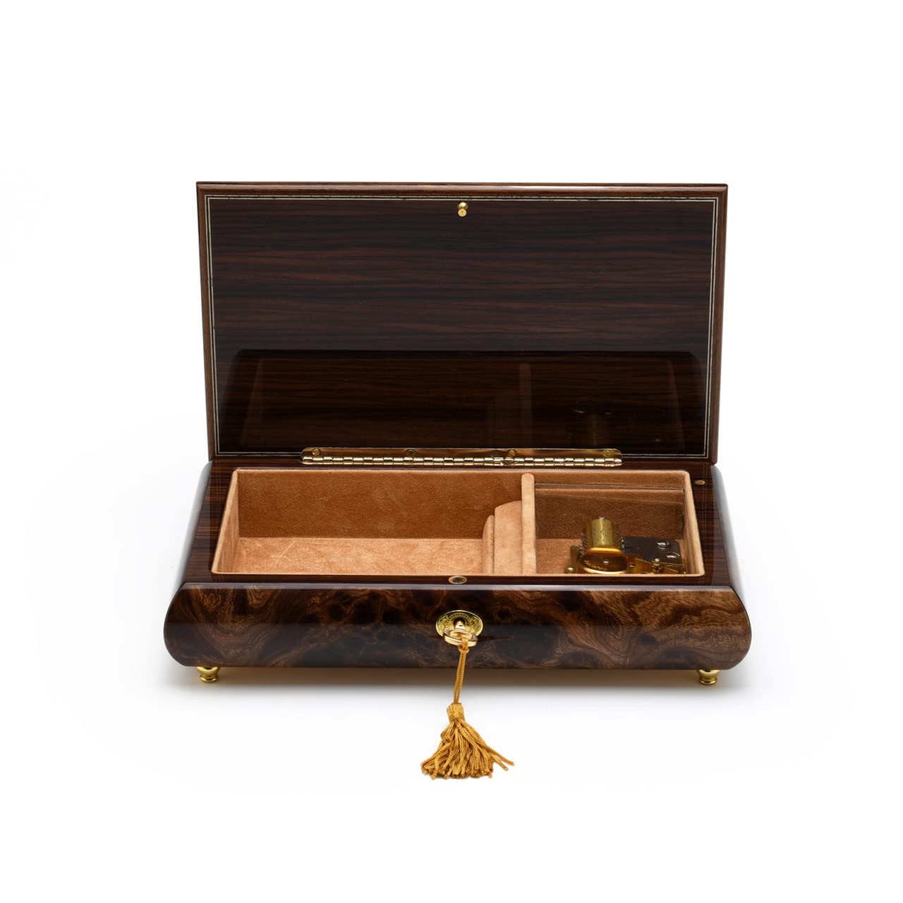 Handcrafted Arabesque Wood Inlay 23-Note Musical Jewelry Box with Lock & Key - Carousel Waltz Melody - Perfect for Gift Giving, Jewelry Storage & Home Décor