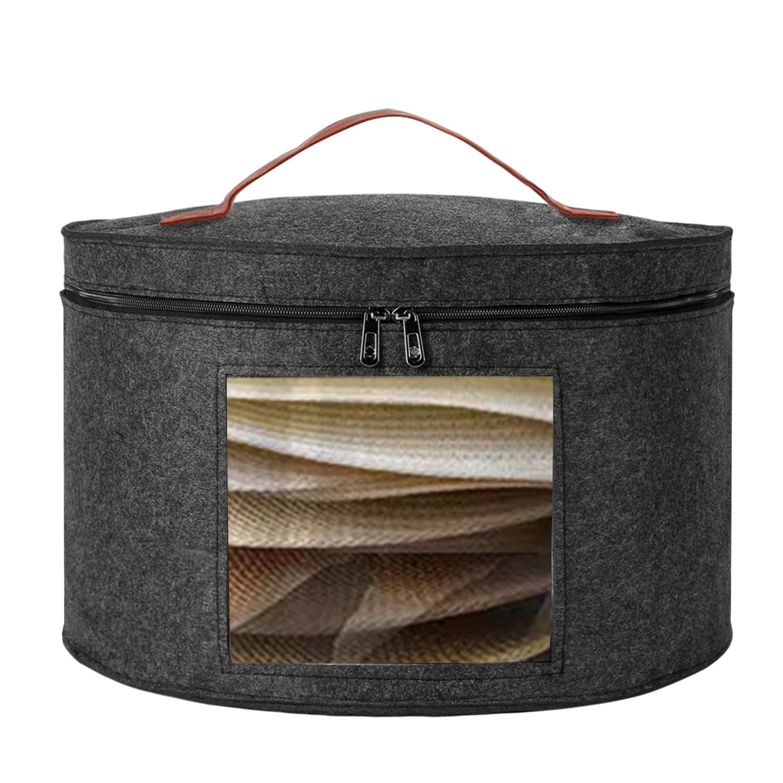 Women & Men Foldable Hat Storage Box - Large Dustproof Round Box for Hats & Toys - Dark Grey