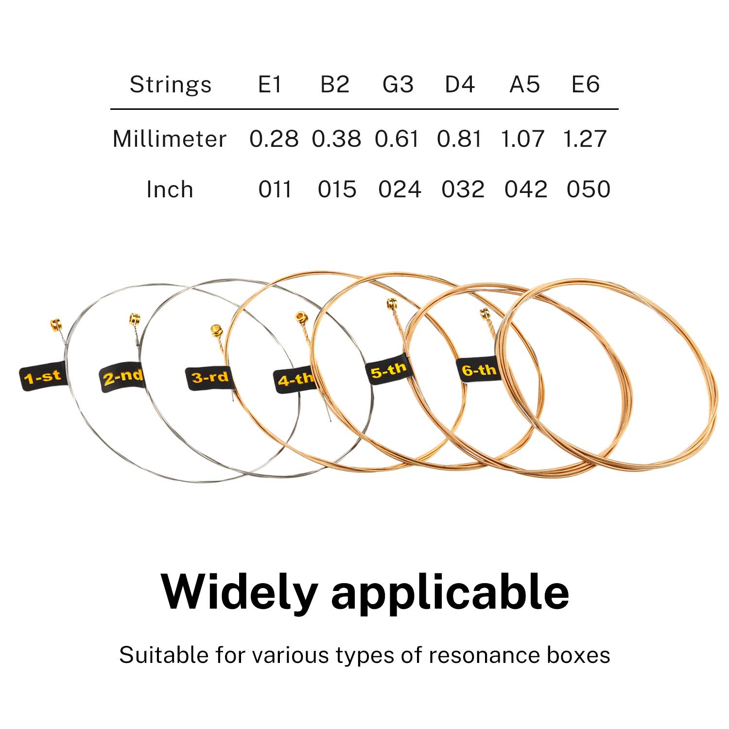 Donner Light Acoustic Guitar Strings - Phosphor Bronze Coated (10 Sets) | 6 Hex Steel Strings 11-50 Gauge DAS-20L | Perfect for Beginners, Travel & Studio Recording