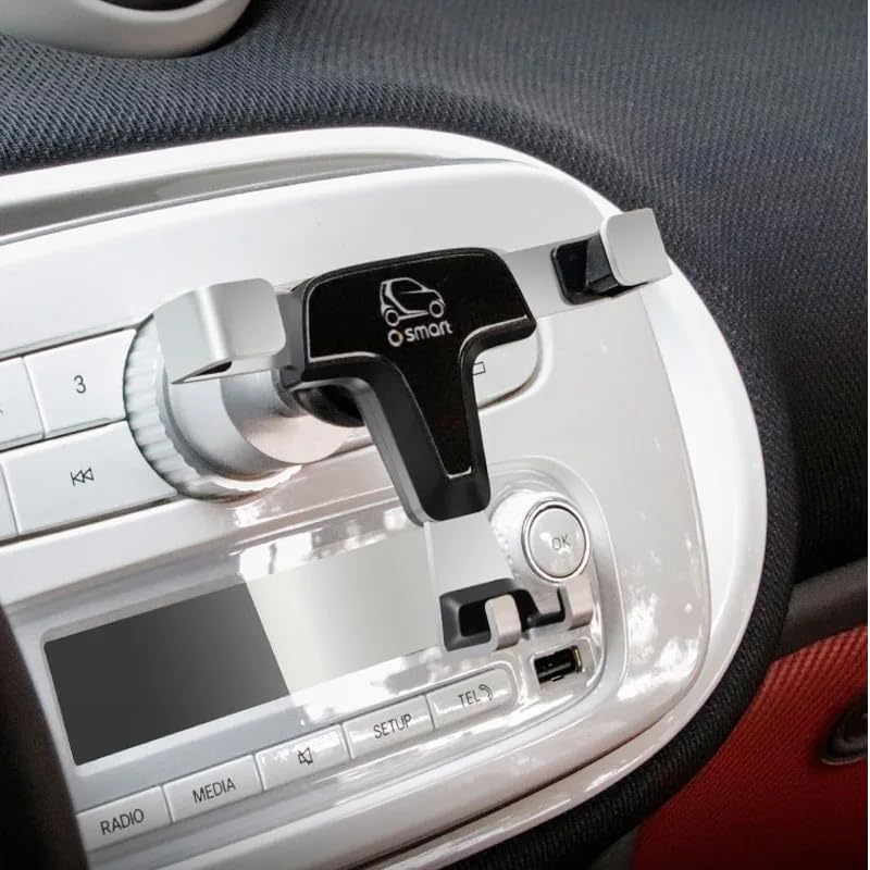 ZUOBYMBC Universal Air Vent Car Phone Holder for Smart Forfour Fortwo 453 2015-2019 - 360° Rotatable Dashboard Phone Mount Cradle - Black - Perfect for GPS Navigation & Hands-Free Driving
