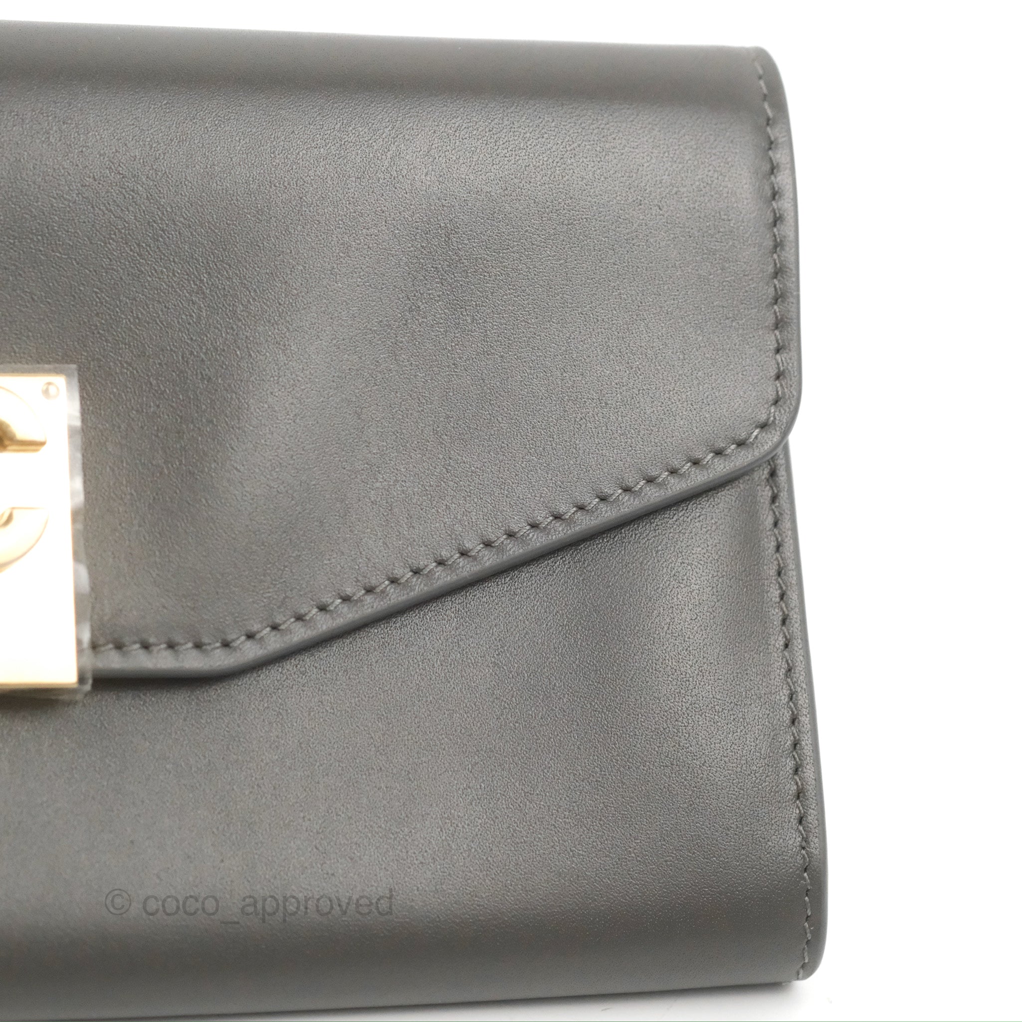 Celine Wallet On Chain WOC Grey Smooth Calfskin Leather Crossbody Bag - Perfect for Everyday Use, Parties & Travel