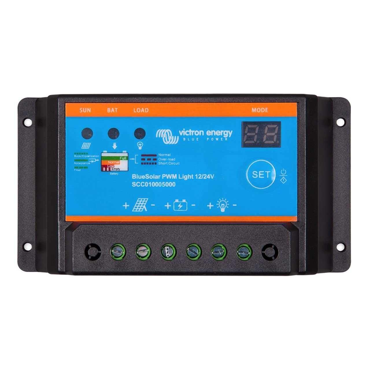 Victron Energy BlueSolar PWM-Light 12V/24V 10A Solar Charge Controller for RV, Boat, Off-Grid & Home Solar Power Systems