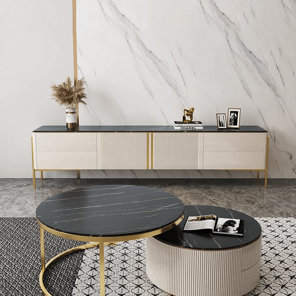Modern Luxury Rectangle TV Stand with Storage - Stylish Entertainment Center for Living Room, Bedroom & Home Theater