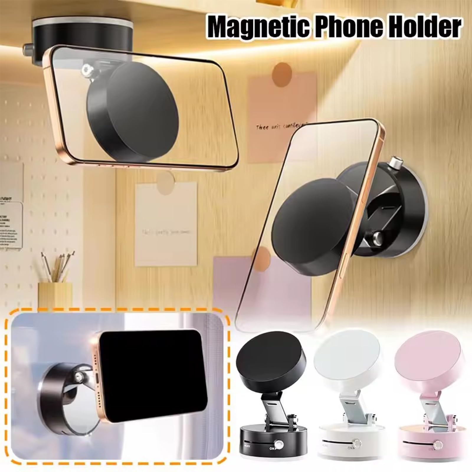 Foldable Magnetic Phone Holder - Adjustable Car & Gym Mount (White)