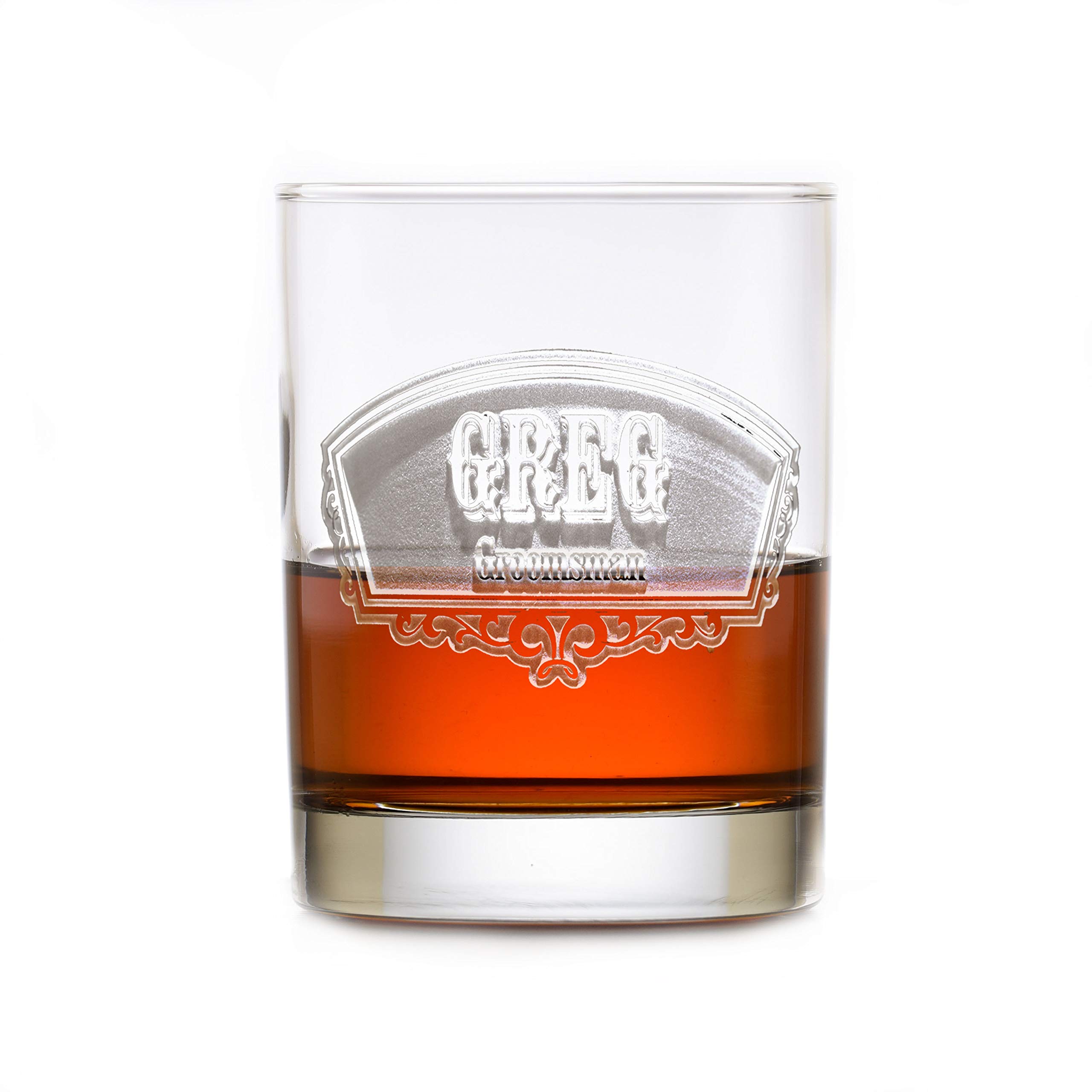 Personalized Engraved Double Old Fashioned Whiskey Glasses Set of 11 - Perfect for Scotch, Bourbon & Groomsmen Gifts - Ideal for Weddings, Bachelor Parties & Whiskey Tasting Events (Groomwsky11)