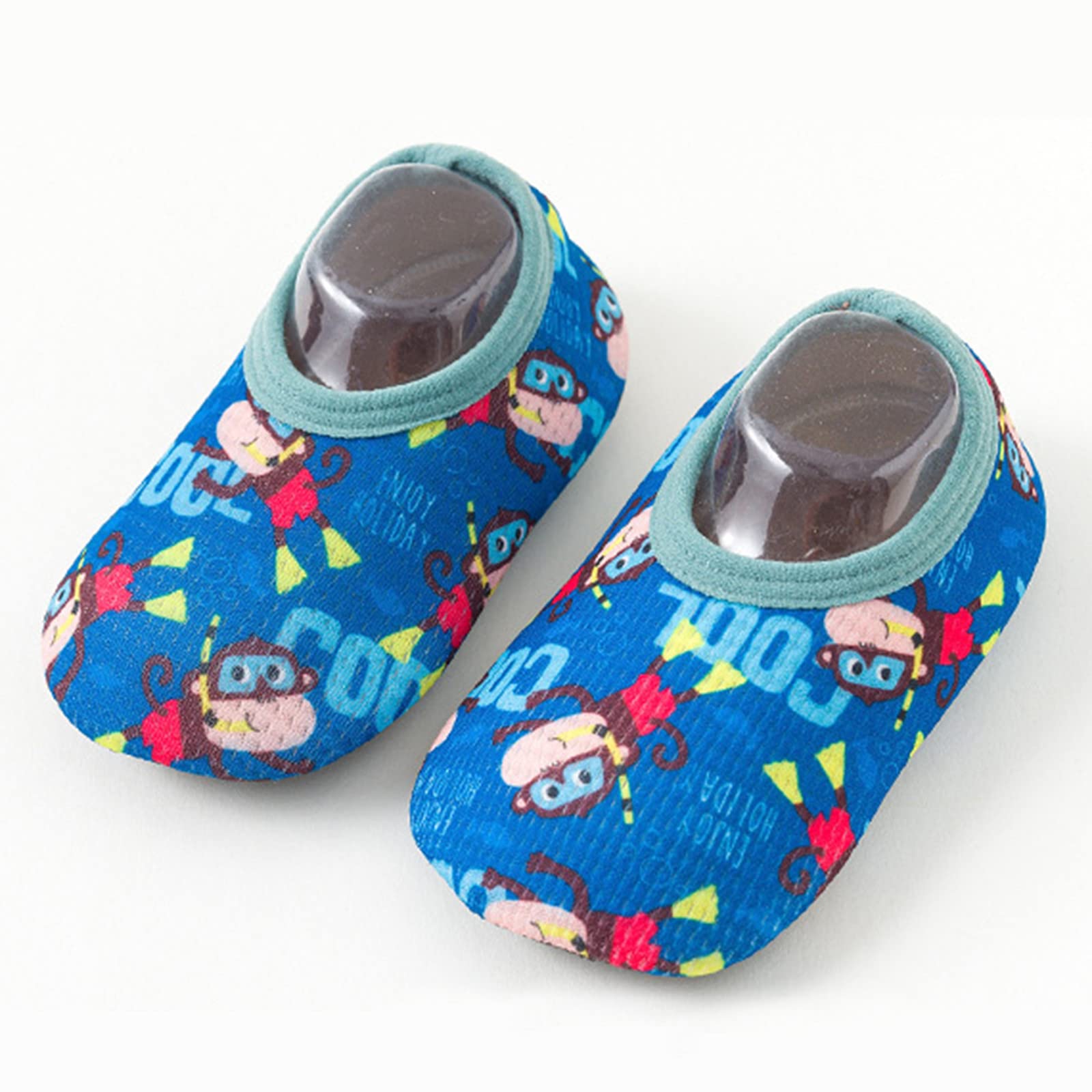 **Non-Slip Toddler Slipper Shoes for Boys & Girls - Cute Cartoon Design Barefoot Aqua Socks for Indoor & Outdoor Play, Swimming, and Beach Activities**