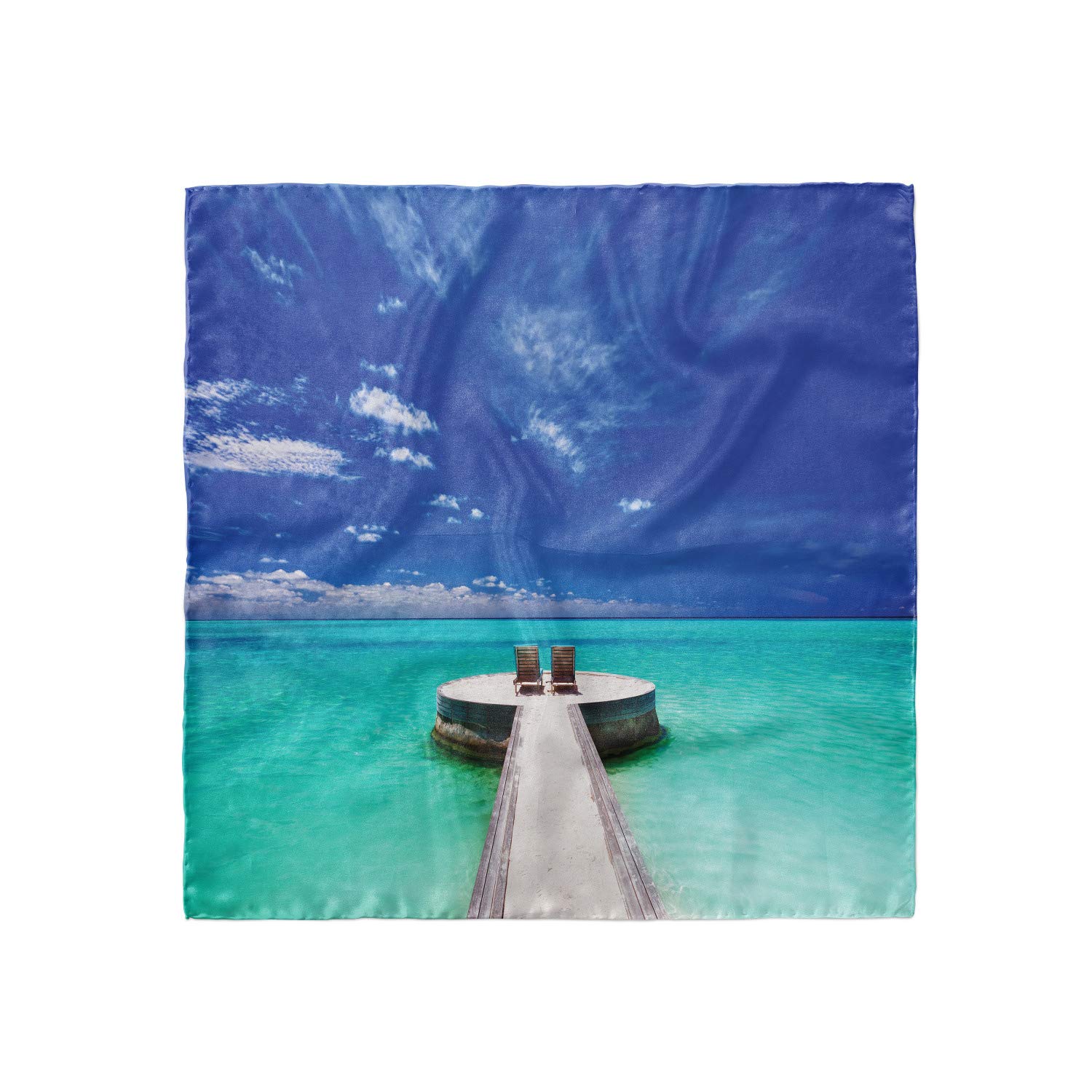 Ambesonne Travel Headscarf - Lagoon Honeymoon Sea Print Hijab Scarf for Women, Lightweight Summer Beach Wrap, Perfect for Vacation, Swimming, and Outdoor Activities