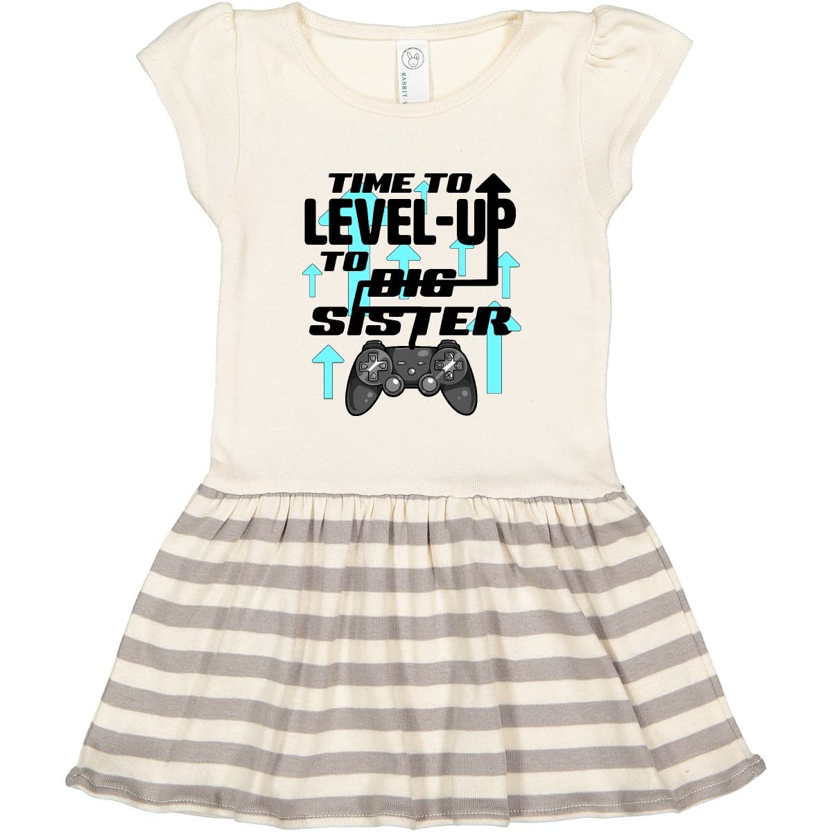 Inktastic Time to Level Up to Big Sister - Video Games Toddler Dress for Girls - Cute Gamer Outfit for Siblings & Family Bonding