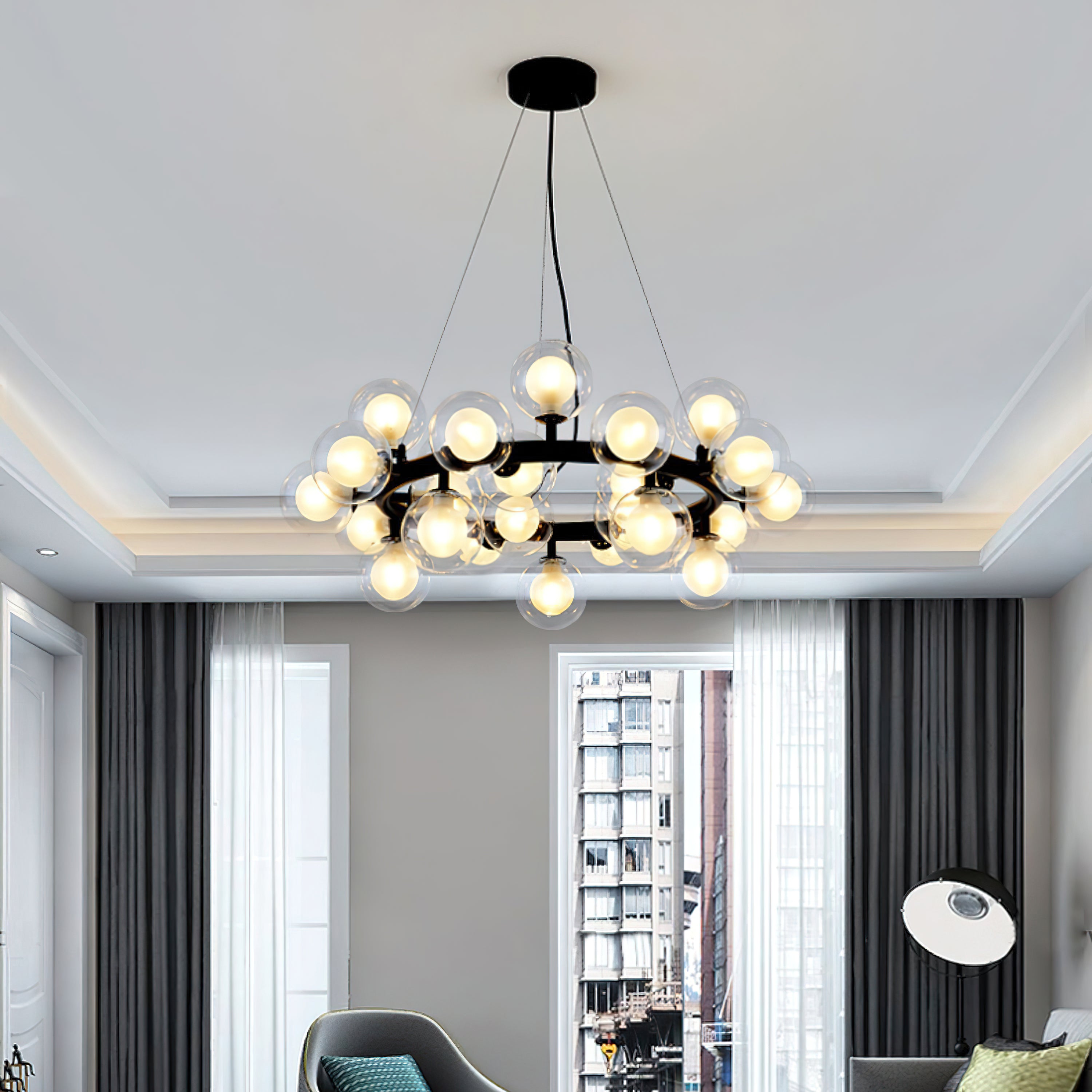 Stylish Bubble Ball Chandelier - Modern Crystal Glass Pendant Light Fixture for Dining Room, Bedroom & Living Room Decor | Perfect for Home, Hotel and Wedding Venue Lighting