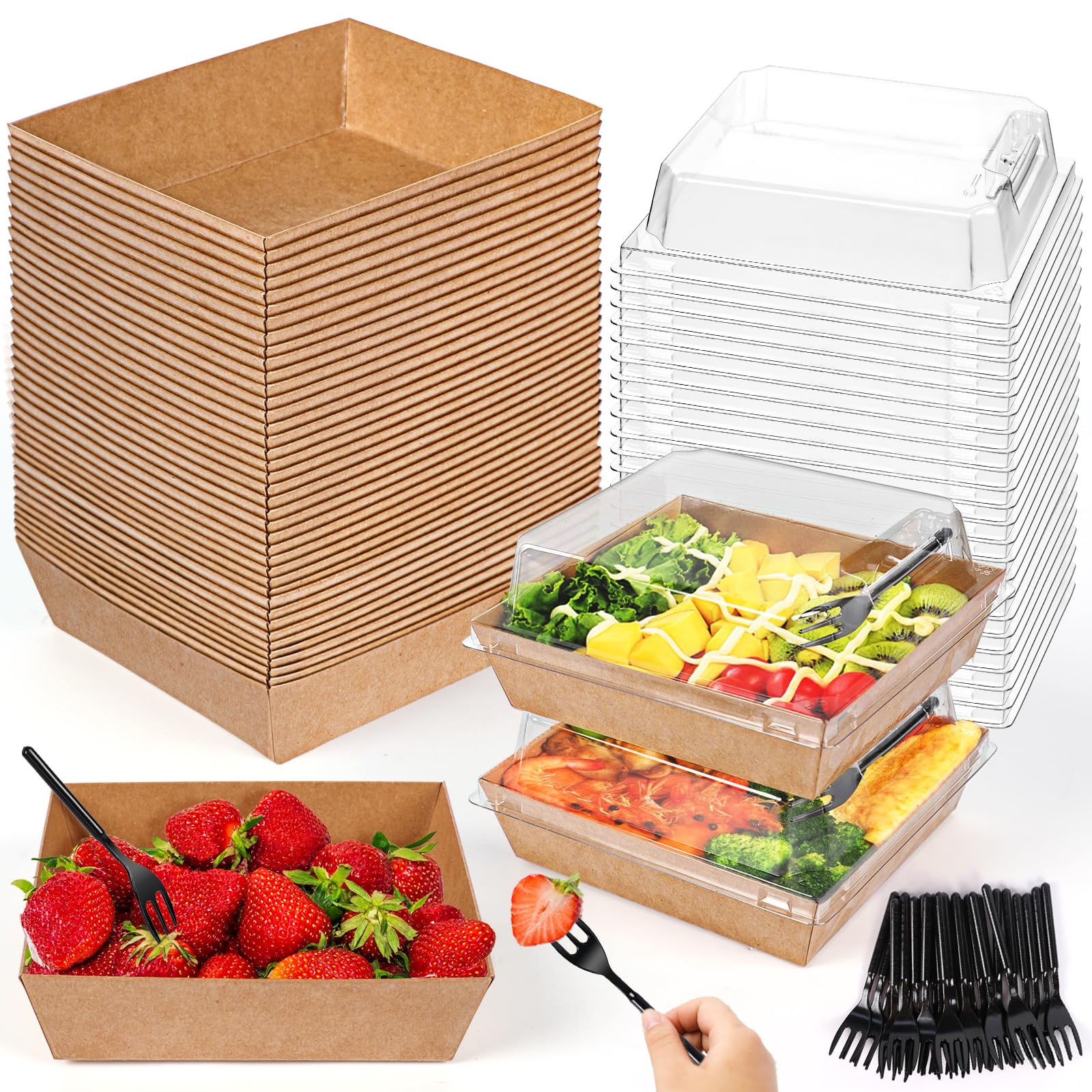 30-Pack Small Charcuterie Boxes with Clear Lids - 5.5