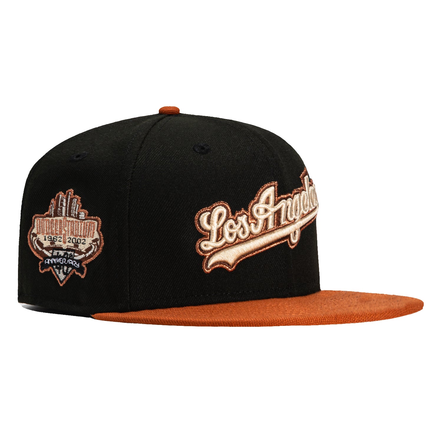 New Era 59Fifty Los Angeles Dodgers 40th Anniversary Stadium Patch Snapback Hat - Black & Burnt Orange - Official MLB Baseball Cap for Men & Women - Perfect for Games, Collecting & Streetwear Fashion