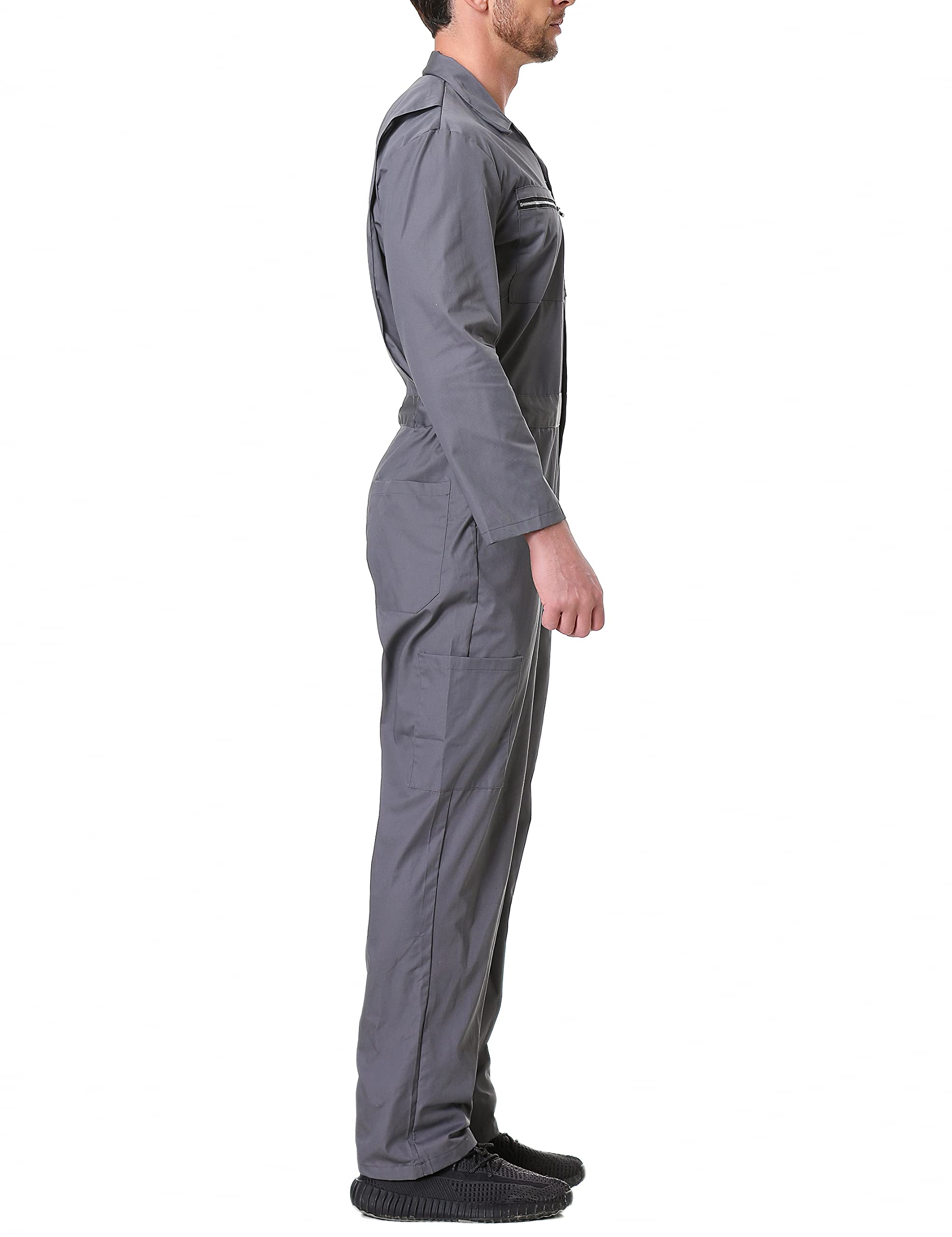 TopTie Men's Long Sleeve Coverall Work Jumpsuit - Durable Mechanic Uniform with Zipper Pockets & Action Back Design for Comfort | Ideal for Auto Repair, Construction & Industrial Work
