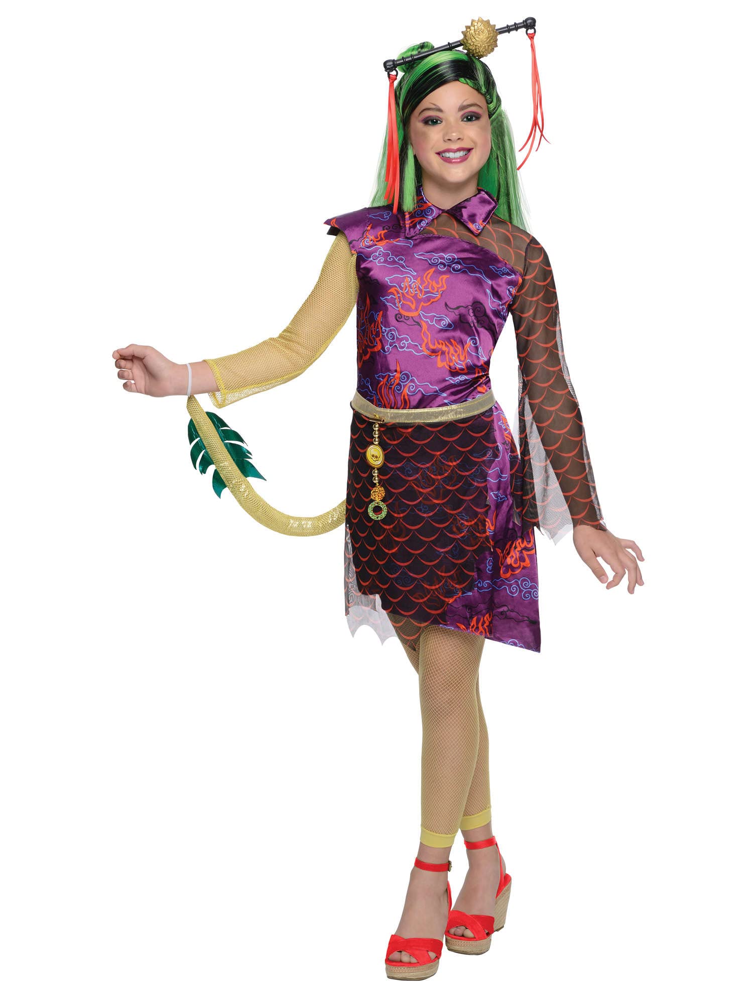 Monster High Jinafire Long Costume Dress for Kids - Halloween Cosplay Party Outfit | Perfect for Costume Parties, Dress-Up Play & Collectors