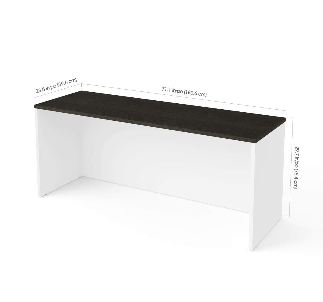Bestar Pro-Concept Plus Narrow Desk Shell in White & Deep Grey - Space-Saving Home Office Desk for Small Spaces, Perfect for Work from Home & Study Rooms