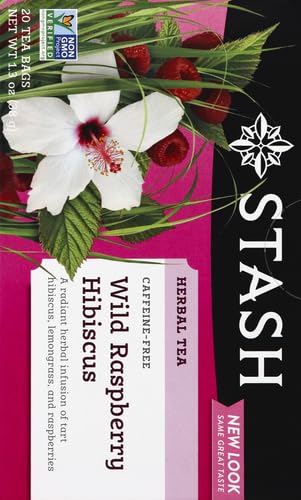 Organic Wild Raspberry Hibiscus Herbal Tea - 20 Tea Bags | Caffeine-Free, Antioxidant-Rich | Perfect for Relaxation, Iced Tea & Wellness Rituals