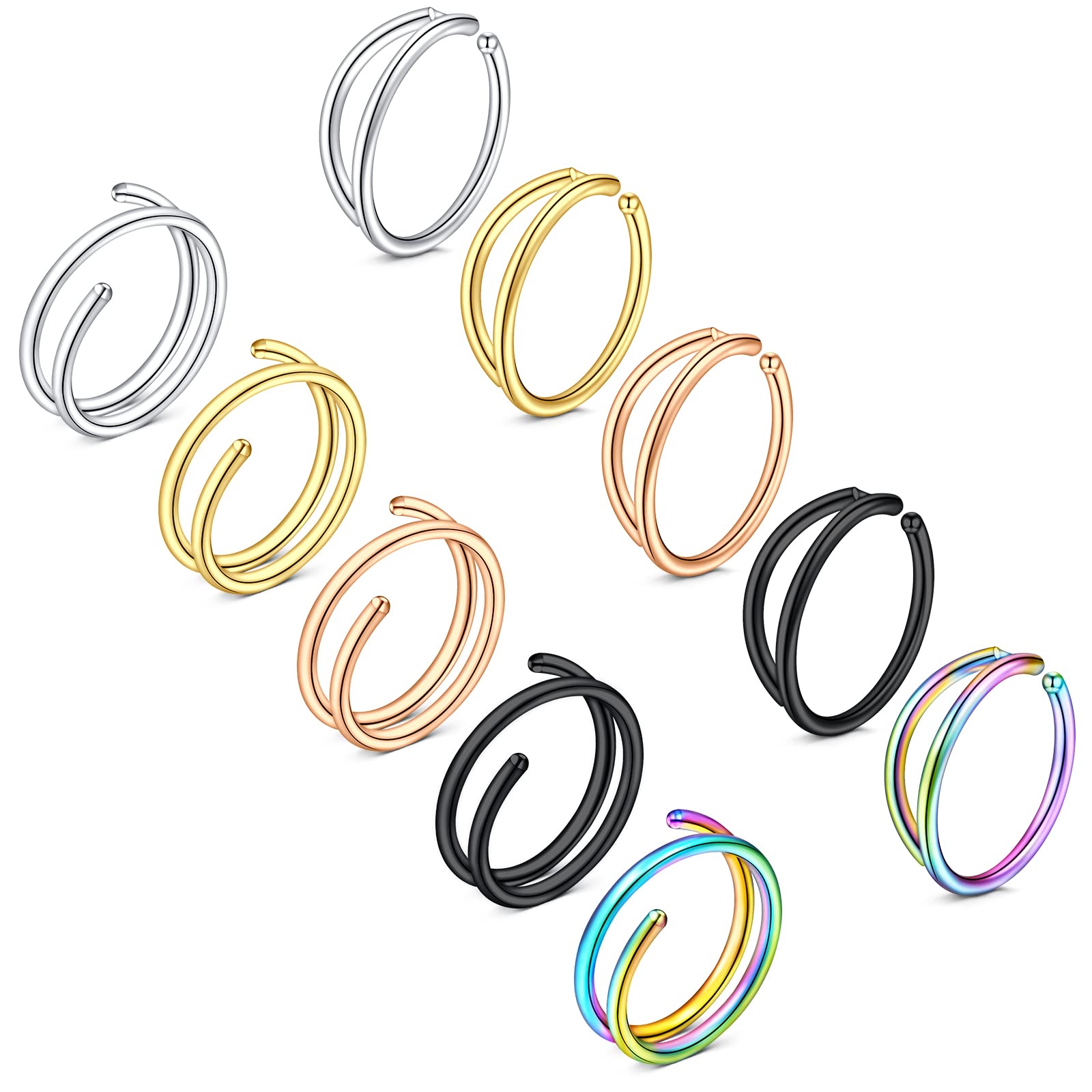 Qwalit Double Nose Ring Hoop - Spiral Nose Hoops for Single Piercing | Stylish Double Loop Nose Jewelry for Everyday Wear & Special Occasions