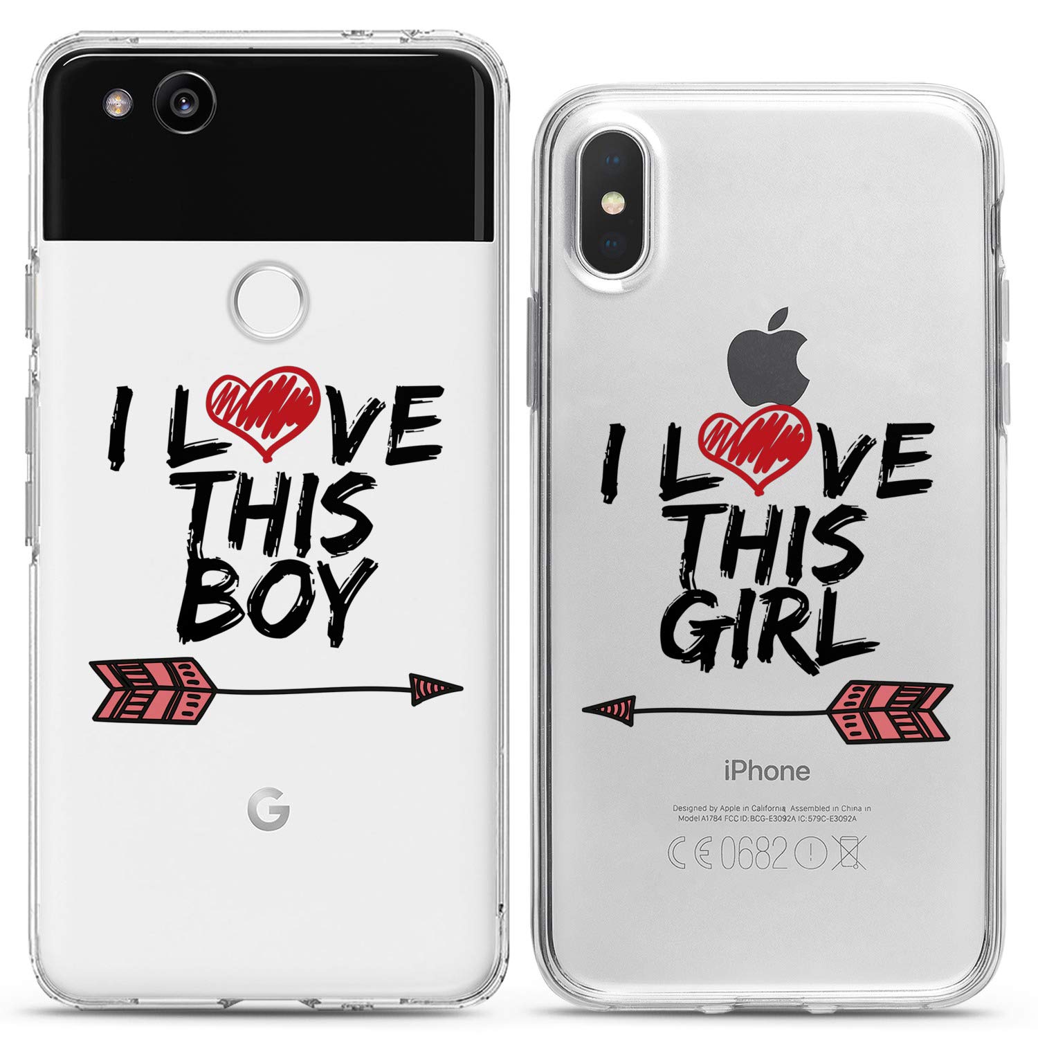 Matching Couple Phone Cases for iPhone 16/15/14/13/12/11 Pro Max/Mini/Xs/X/8 Plus/7+/Xr/SE - Cute Silicone Cover for Boyfriend & Girlfriend, Anniversary Gift for Him & Her - Perfect for Couples, Dating & Romantic Occasions