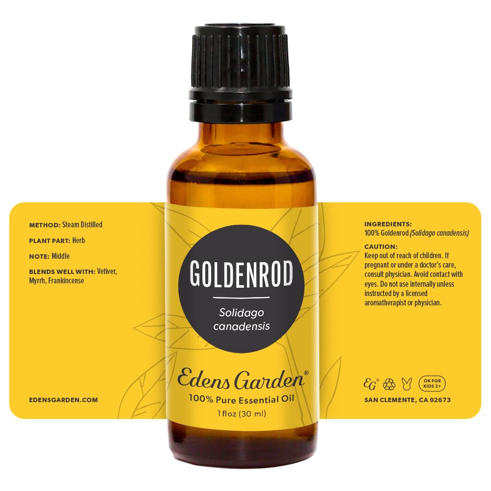 Edens Garden Goldenrod Essential Oil - 100% Pure Therapeutic Grade, Undiluted Natural Aromatherapy Oil for Diffusers, Skin Care & Humidifiers - 30ml (1 fl oz) - Perfect for Relaxation, Stress Relief & Home Spa