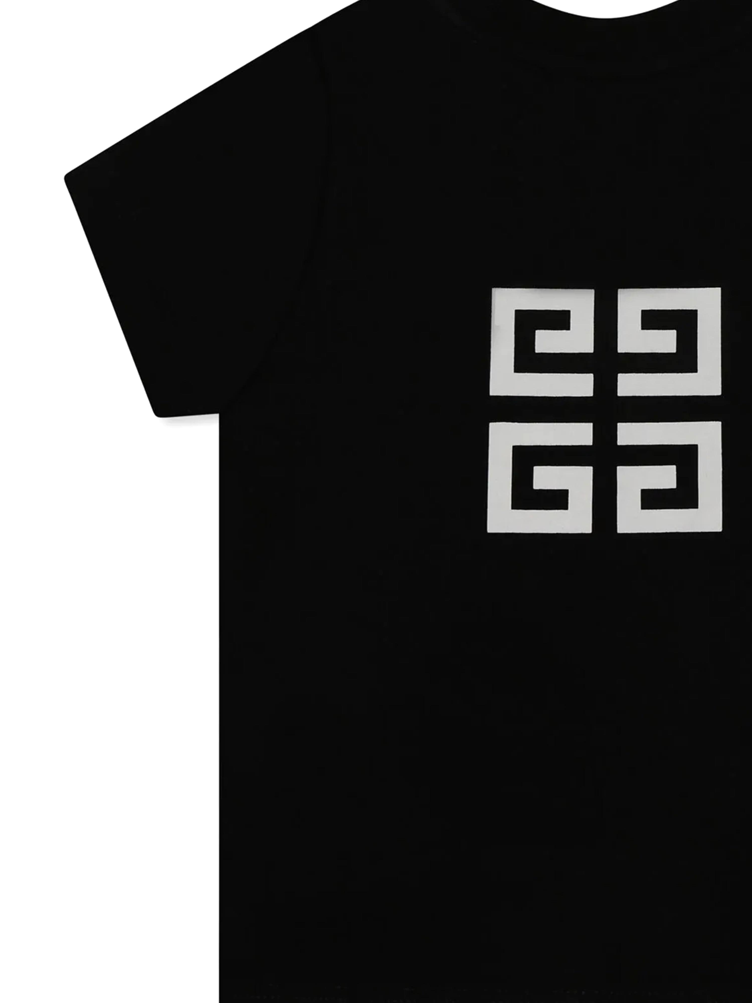 4G Logo Baby Boys Black T-Shirt - Soft & Comfortable Cotton Tee for Playdates & Everyday Wear