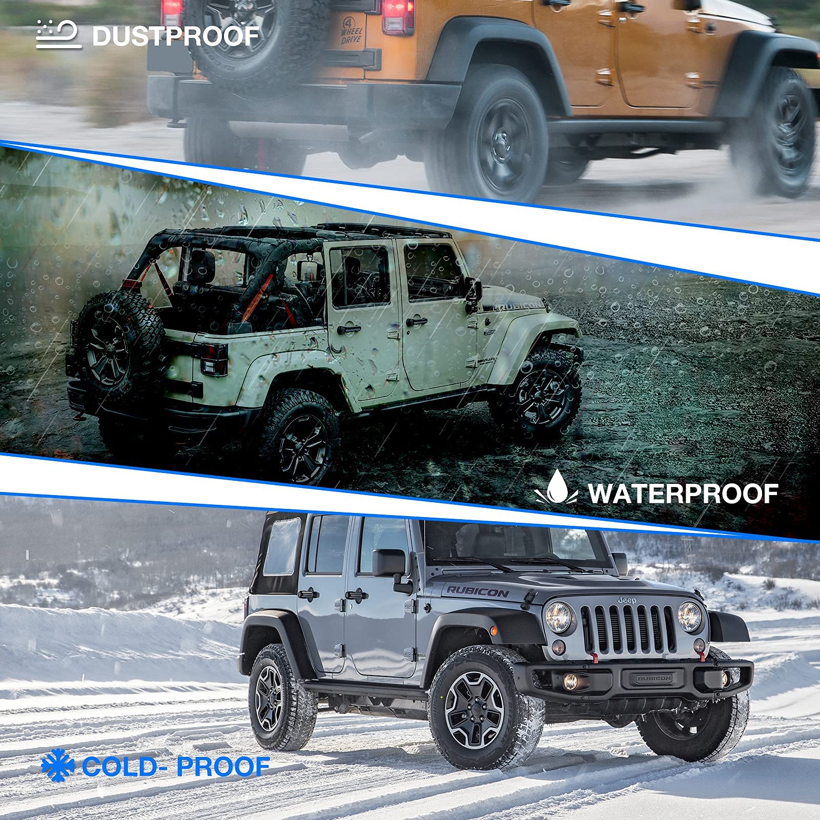 WOLFSTORM LED Tail Lights for 2007-2018 Jeep Wrangler JK/JKU - Clear Lens Replacement - Waterproof & Bright Brake Lights for Off-Road & Night Driving