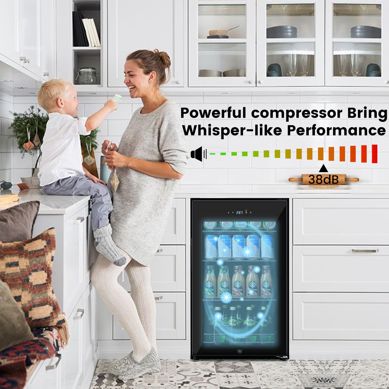 17 Inch Black Beverage Refrigerator Cooler - 96 Can Capacity Mini Fridge with Glass Door & Lock - Compact Beer, Soda, Wine Cooler for Home, Office, Bar, Bedroom - Perfect for Parties, Entertaining & Daily Drink Storage