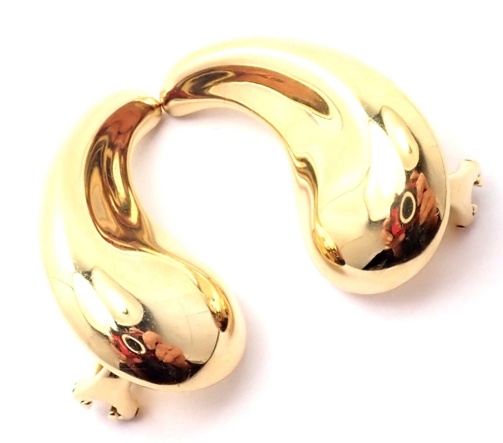 Authentic Tiffany & Co Elsa Peretti 18k Yellow Gold Extra Large Bean Earrings for Women - Luxury Jewelry Gift for Anniversary, Birthday & Special Occasions