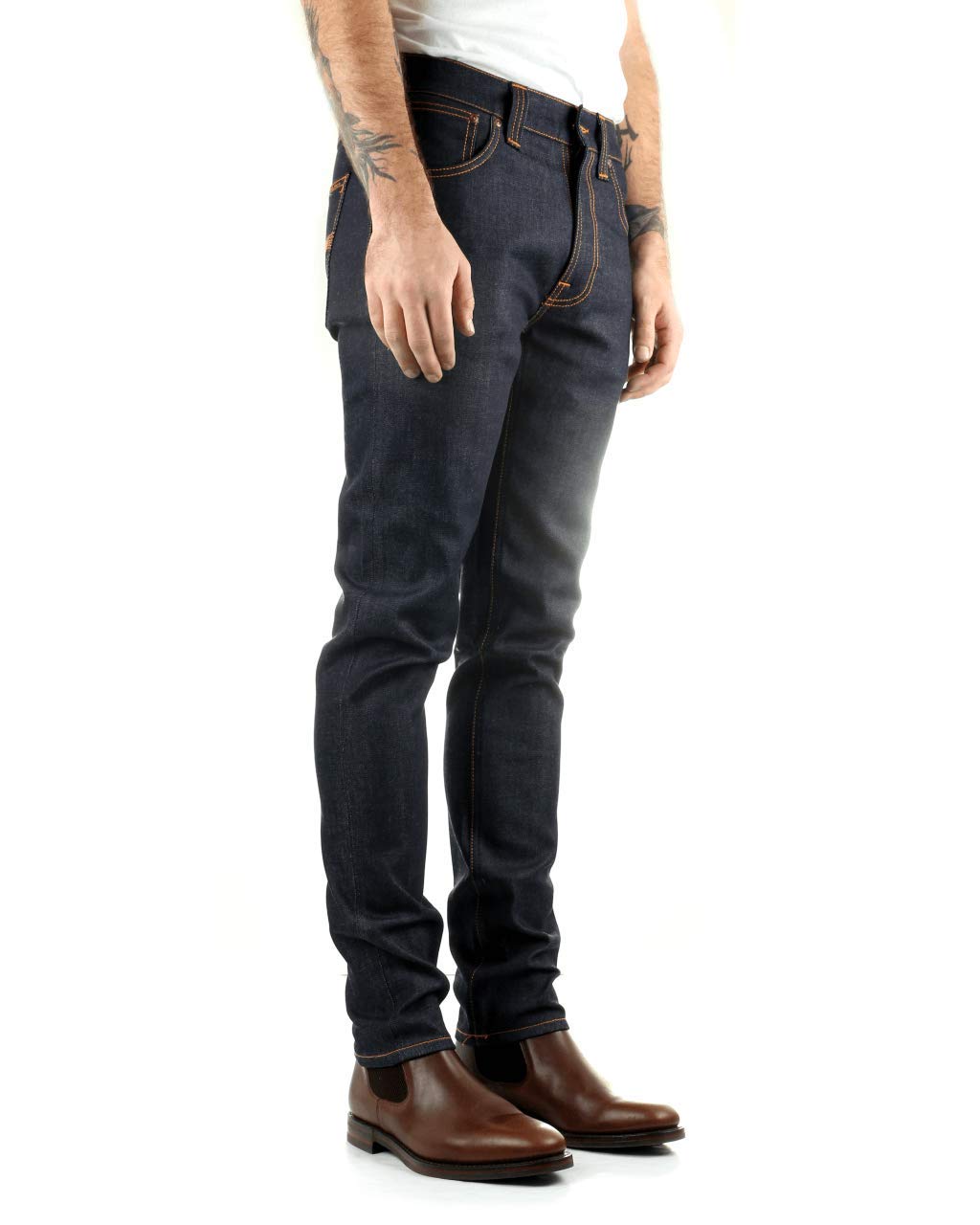 Nudie Jeans Men's Lean Dean Dry 16 Dips Skinny-Fit Stretch Denim Jeans for Casual Wear & Night Out | Slim Fit Comfortable Men's Pants
