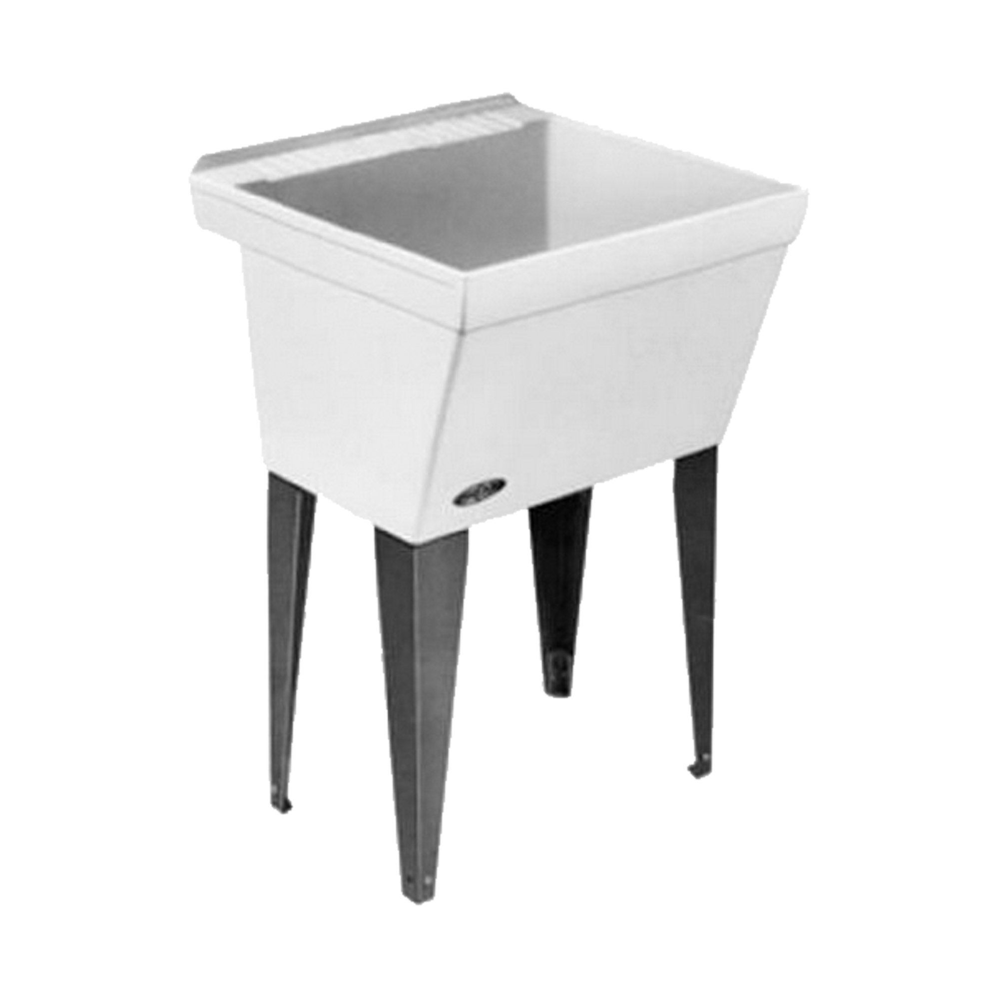 Mustee 17F Utilatub Laundry Utility Tub with Floor Mount - White | Durable Utility Sink for Laundry Room, Garage & Basement | Heavy-Duty Plastic Construction for Washing, Cleaning & Soaking