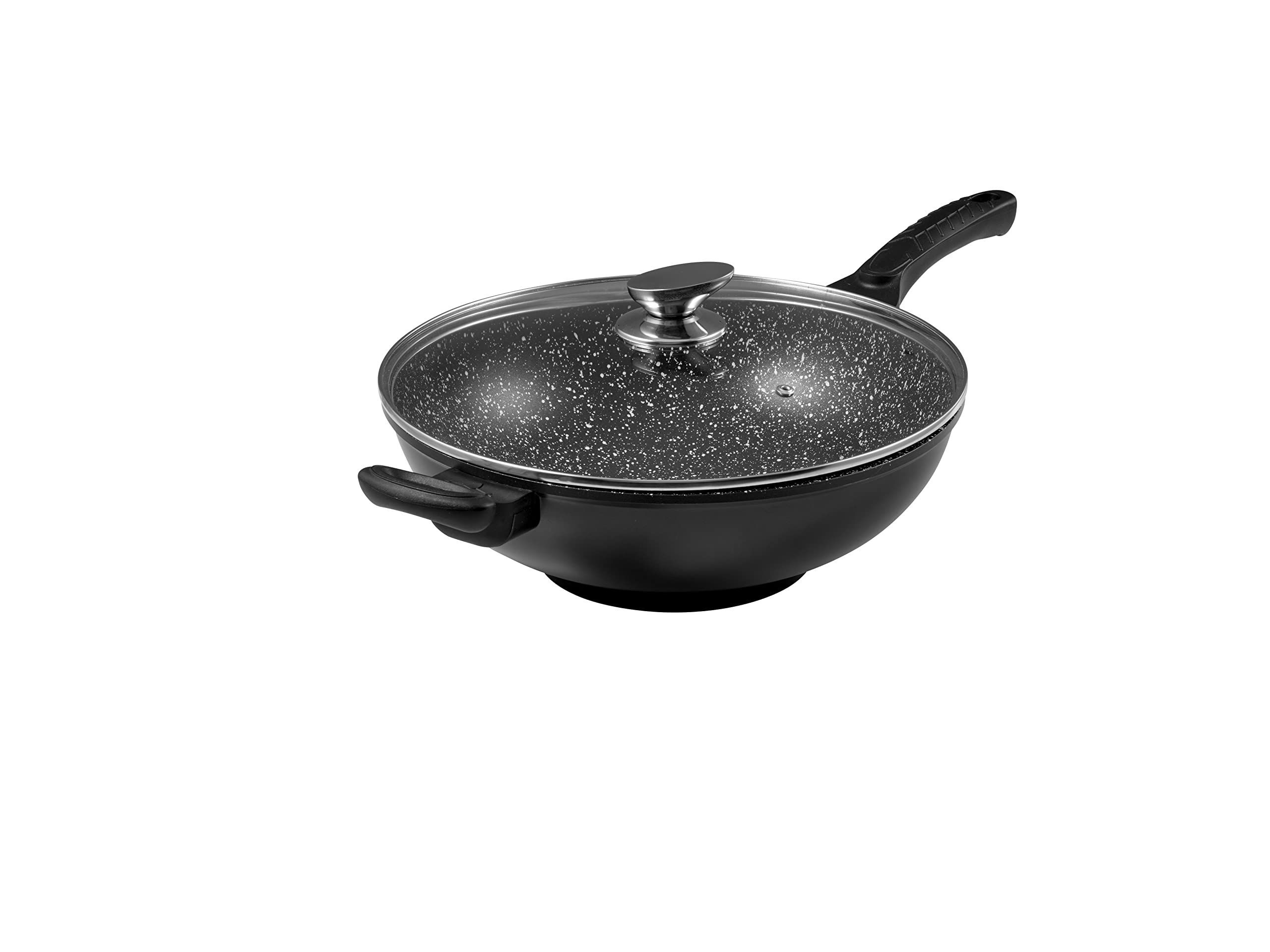 Pradel Excellence 52885M 32cm Stone-Type Wok with Glass Lid - Premium Non-Stick Stir Fry Pan for Asian Cooking, Home Chef & Restaurant Use