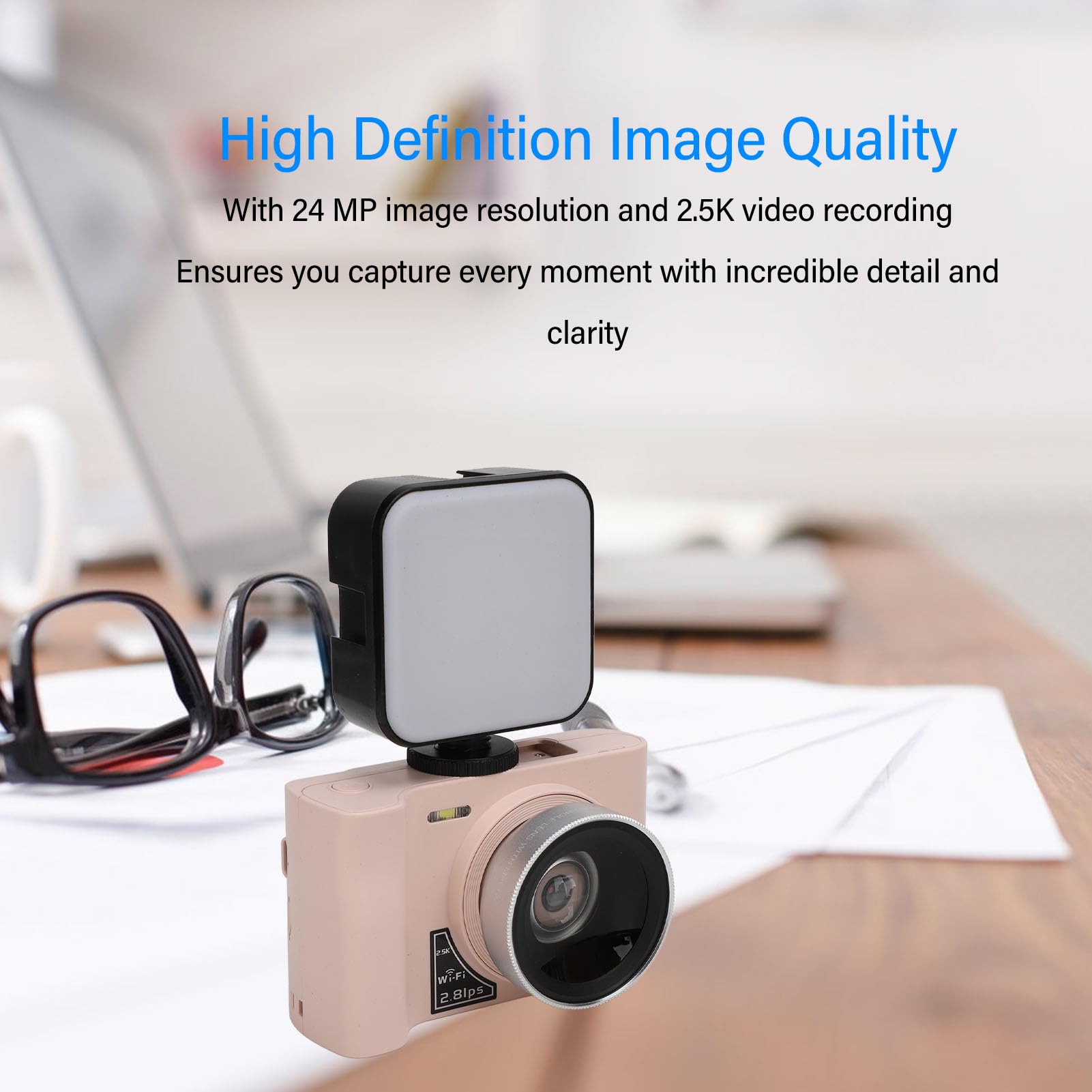 2.5K Vlogging Camera with Fill Light - 24MP 16X Digital Zoom Compact Digital Camera for YouTube, Travel & Selfies | Webcam with Pause Function | Ideal for Teens & Beginners (Roseate) - Perfect for Content Creation, Video Blogging & Live Streaming