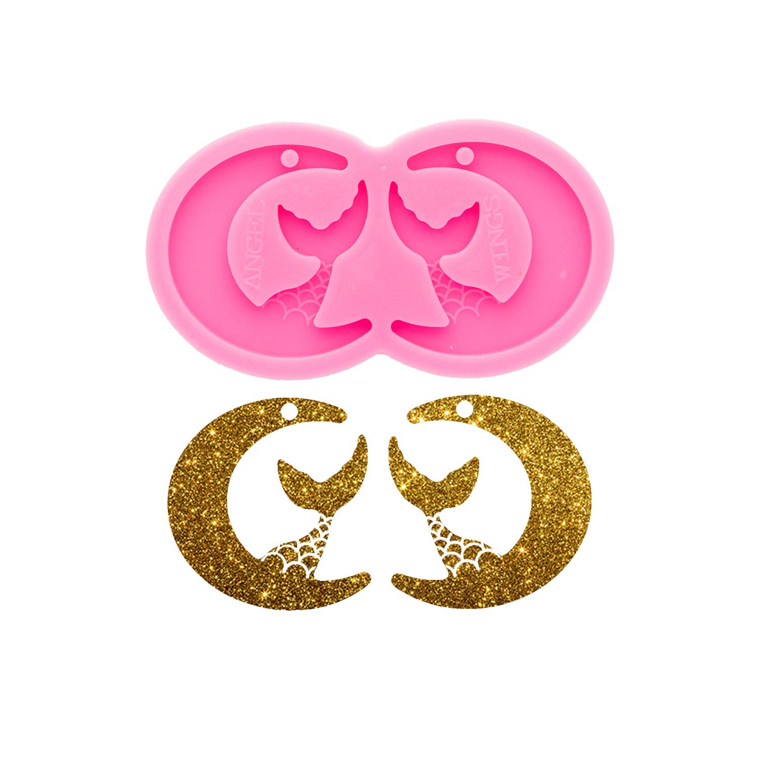 Premium Glossy Moon & Mermaid Silicone Molds for DIY Jewelry Making - Epoxy Resin Earrings, Necklace & Clay Crafts (Size S) - Perfect for Handmade Gifts, Party Favors & Creative Art Projects