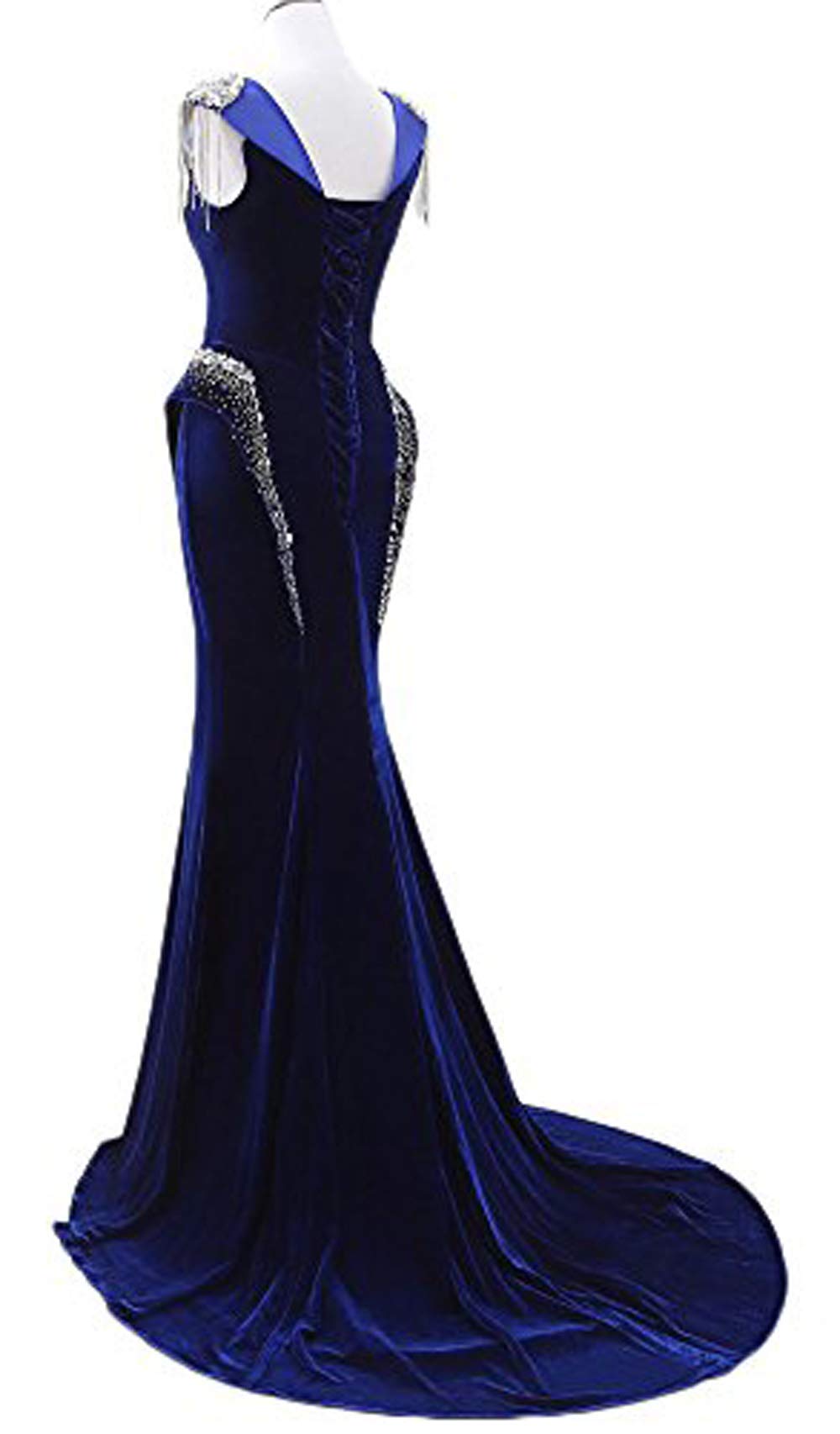 Elegant Women's Rhinestone Mermaid Evening Dress with Beaded Details - Formal Party Gown for Prom, Wedding Guest, Black Tie Events & Special Occasions
